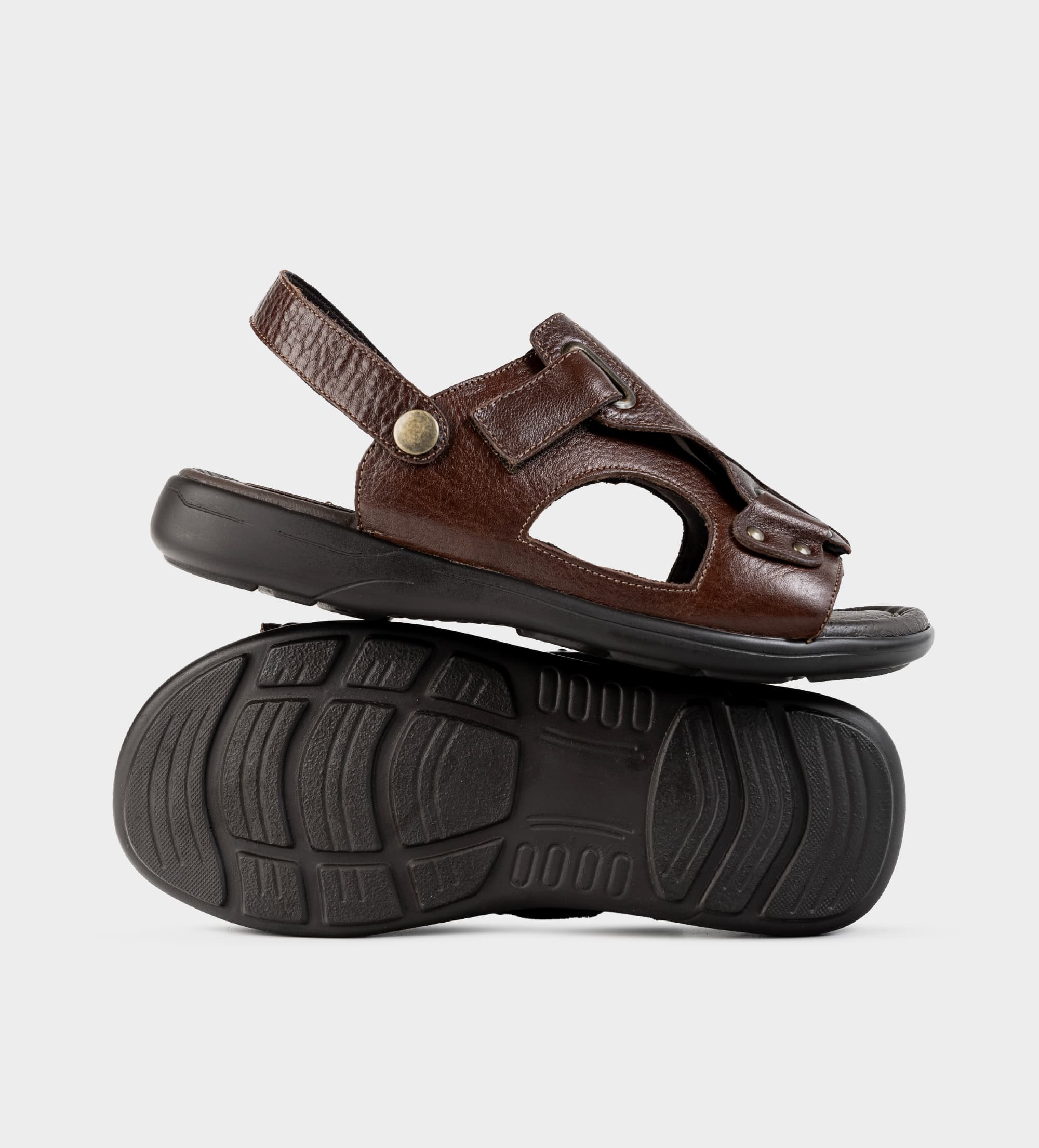 SANDALIA CONFORT AJUSTABLE PIEL CAFÉ