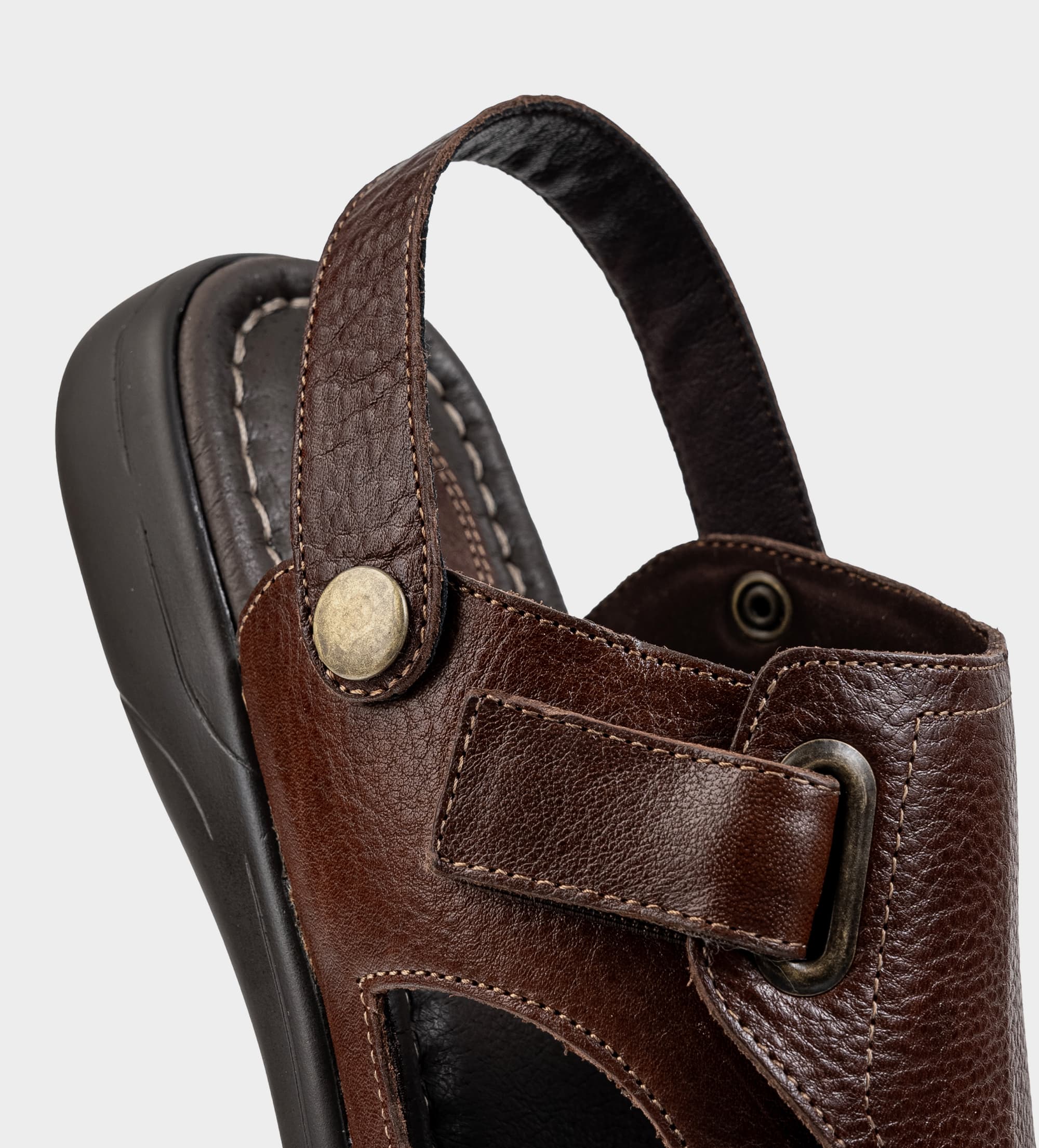 SANDALIA CONFORT AJUSTABLE PIEL CAFÉ