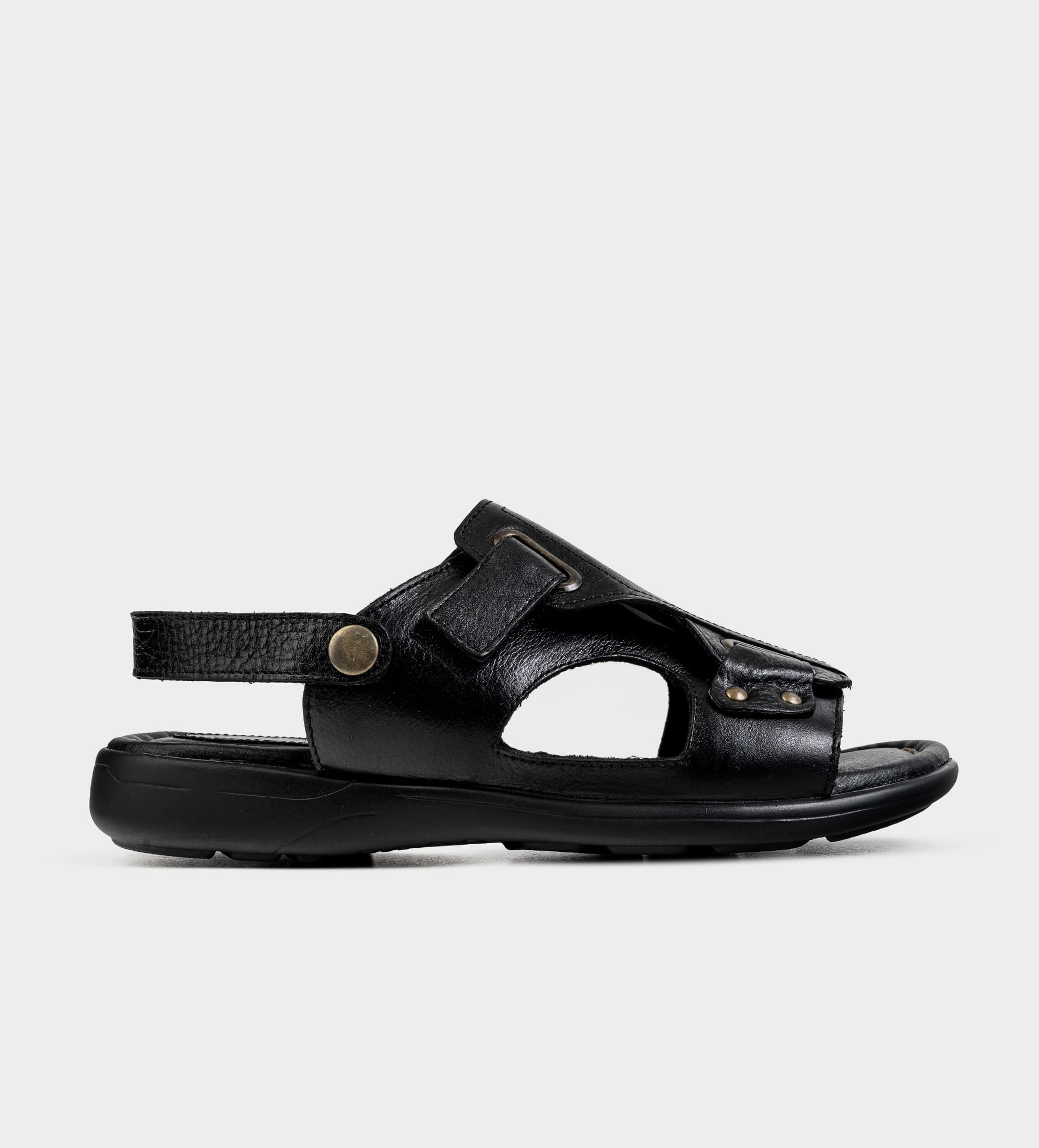 SANDALIA CONFORT AJUSTABLE PIEL NEGRO
