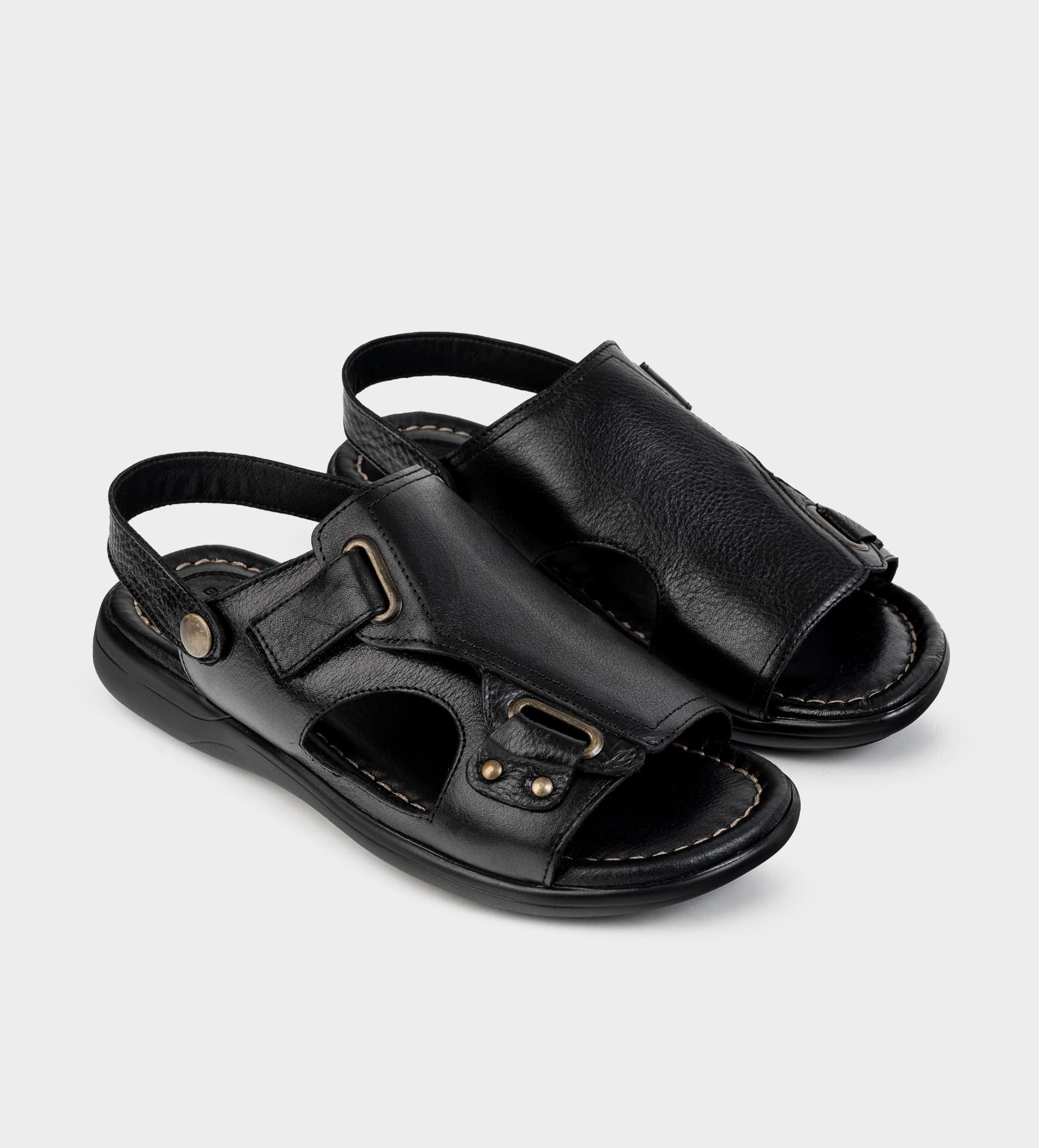 SANDALIA CONFORT AJUSTABLE PIEL NEGRO