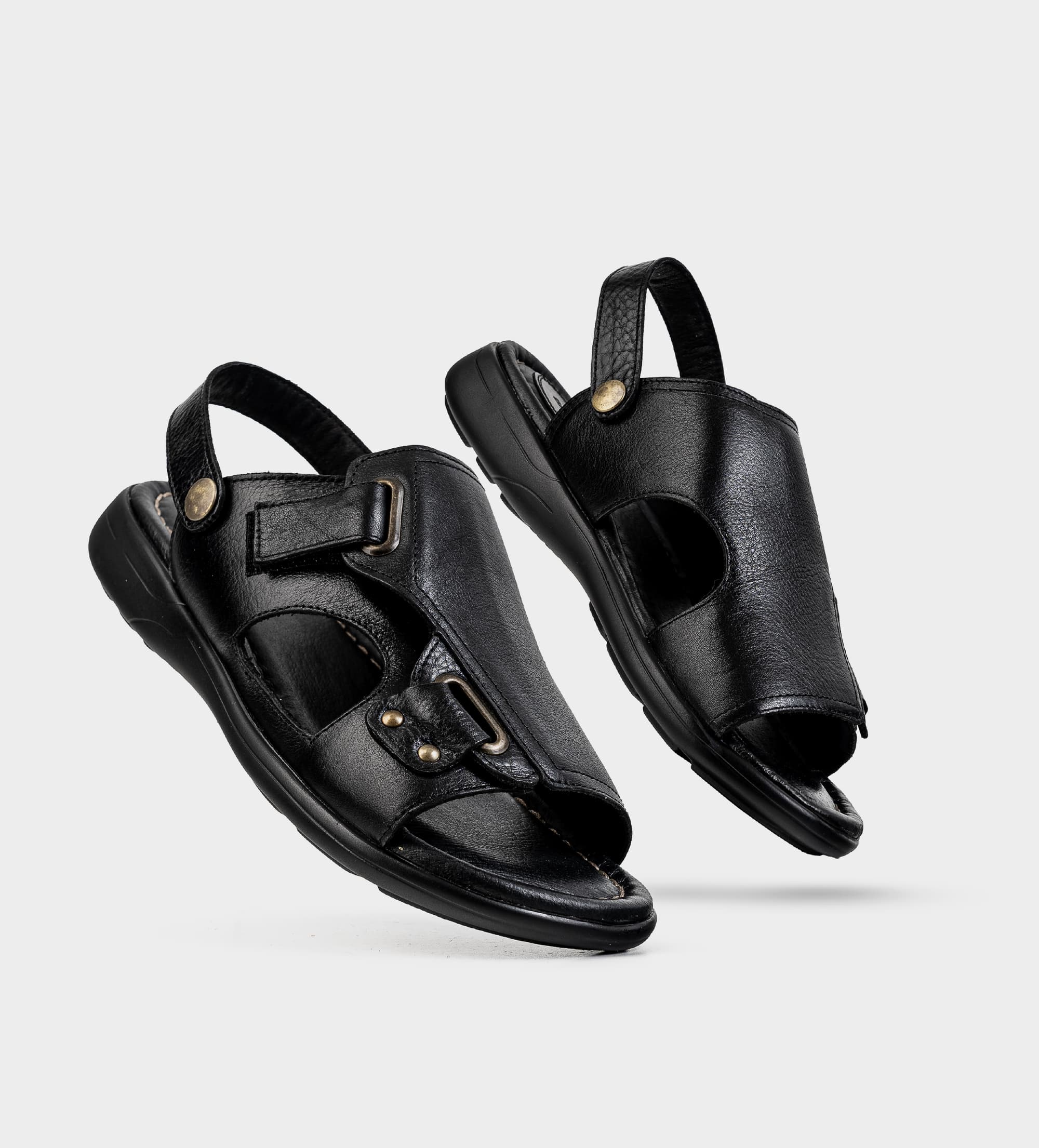 SANDALIA CONFORT AJUSTABLE PIEL NEGRO