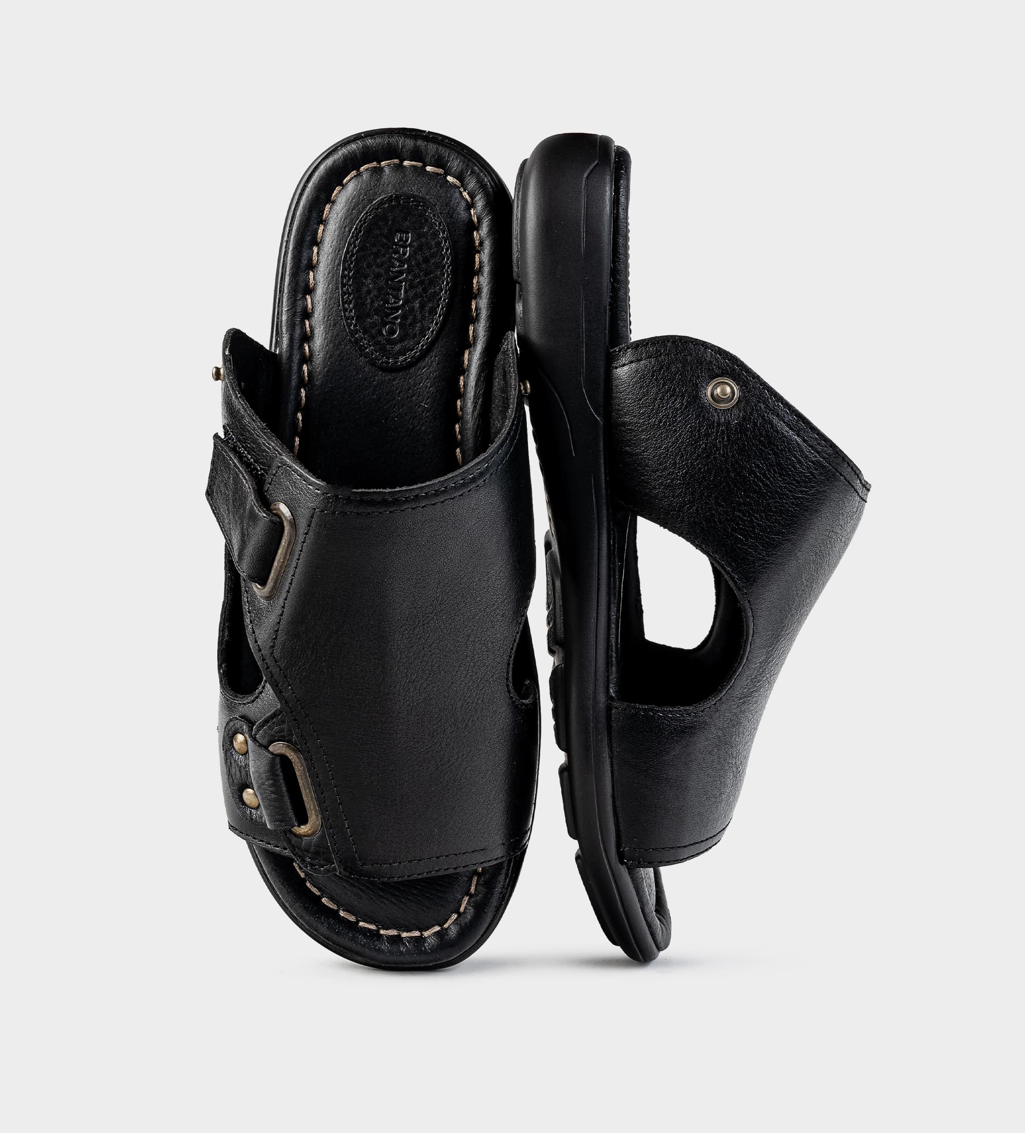 SANDALIA CONFORT AJUSTABLE PIEL NEGRO