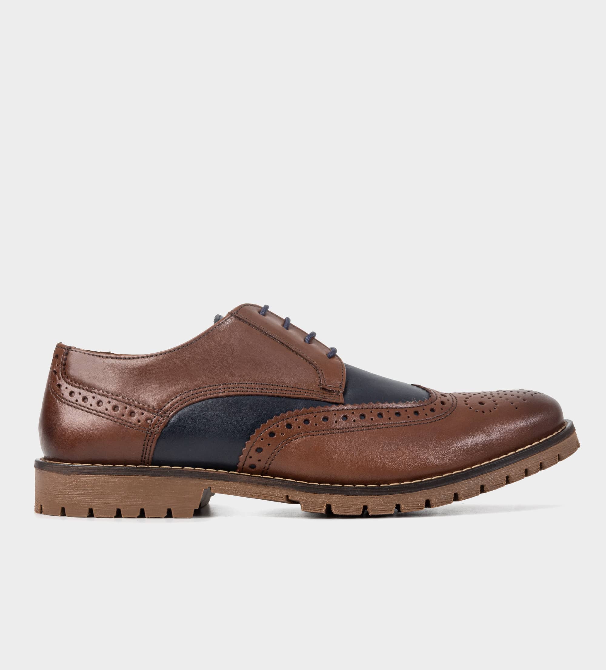 DERBY WINGTIP PIEL CAFÉ / AZUL