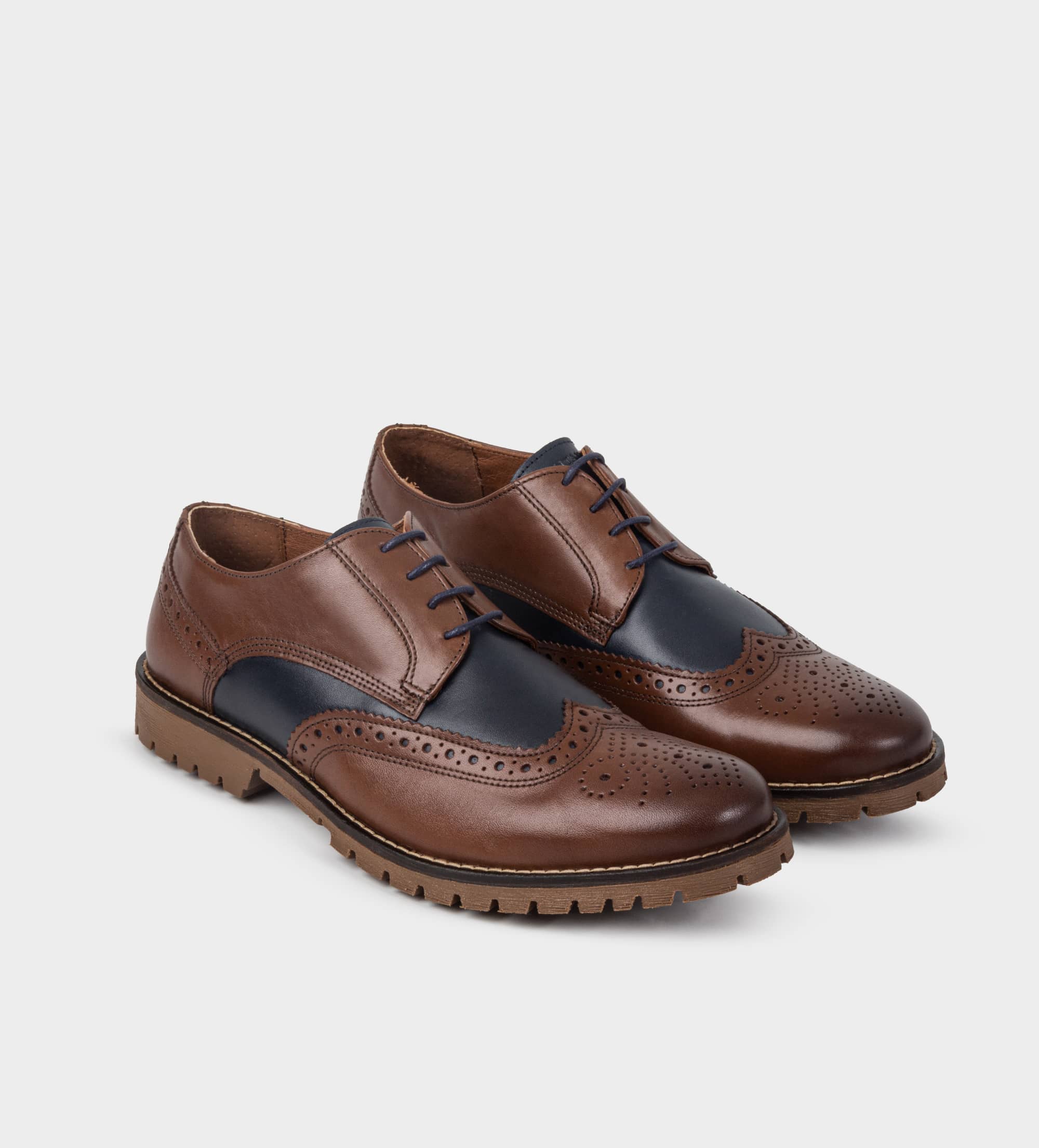 DERBY WINGTIP PIEL CAFÉ / AZUL