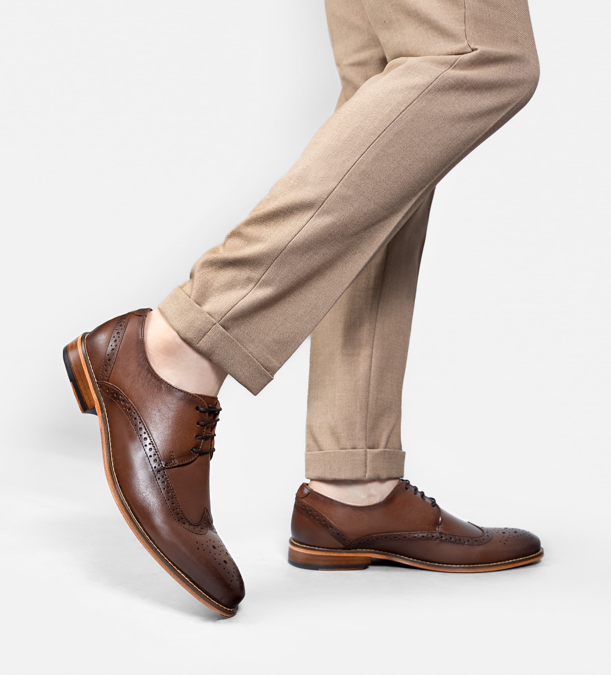ZAPATO DE VESTIR WINGTIP PIEL CAFÉ