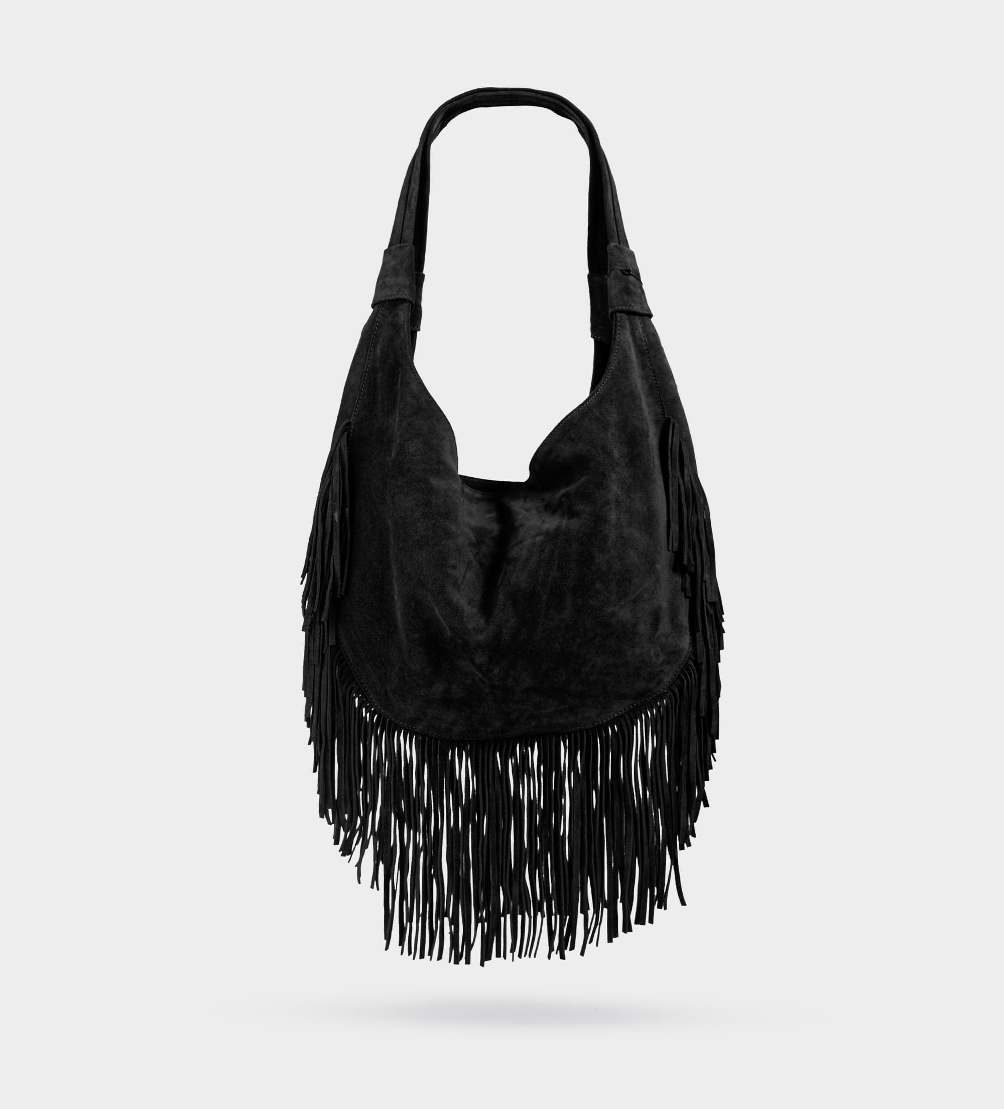 BOLSO HOBO PIEL GAMUZA NEGRO
