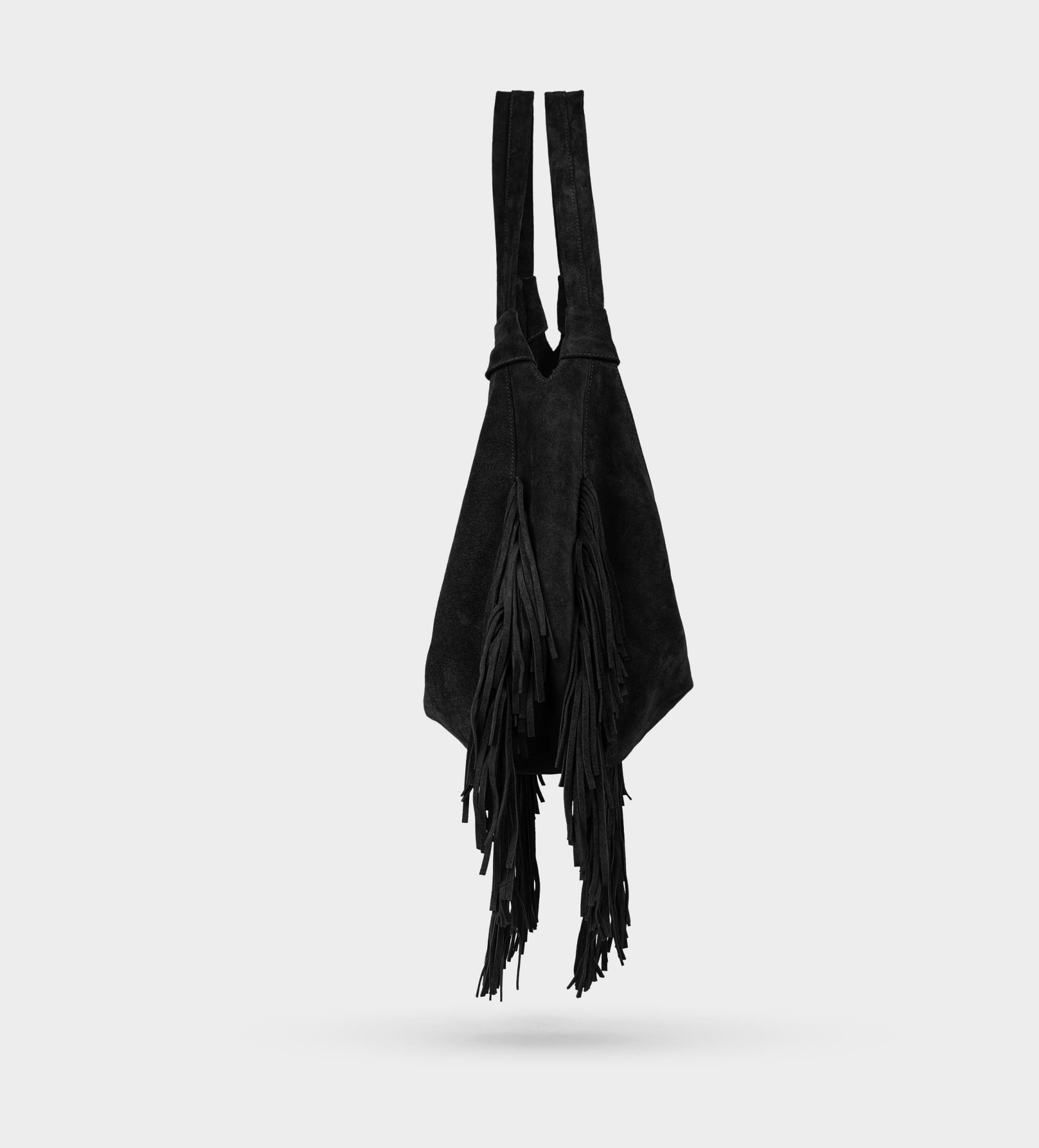BOLSO HOBO PIEL GAMUZA NEGRO