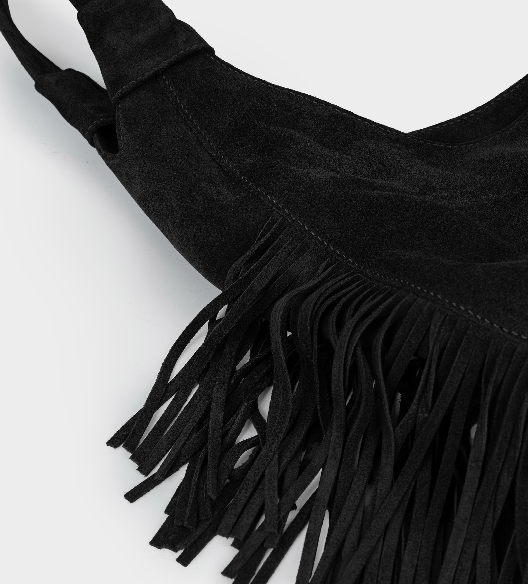 BOLSO HOBO PIEL GAMUZA NEGRO