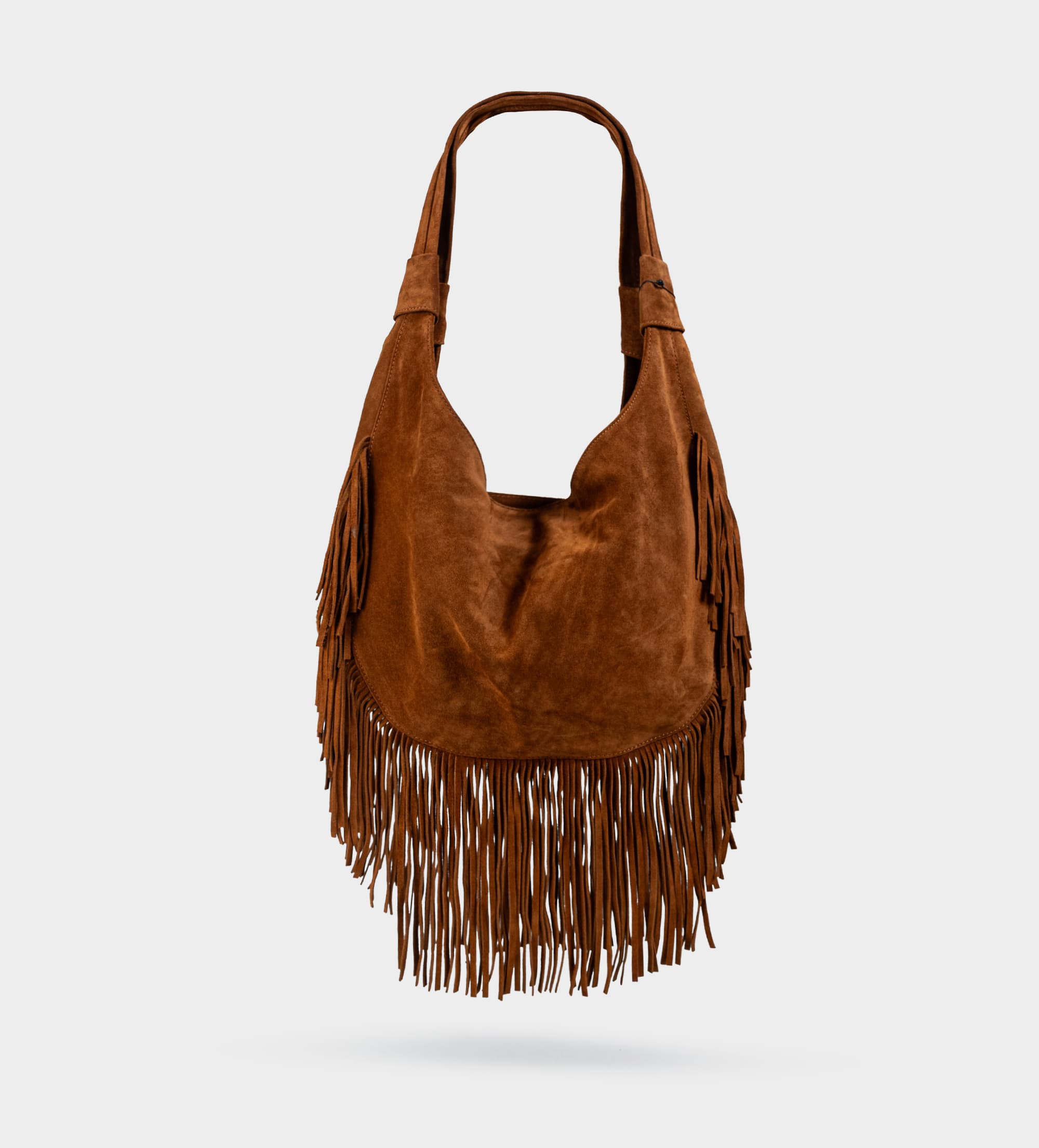 BOLSO HOBO PIEL GAMUZA CAFÉ