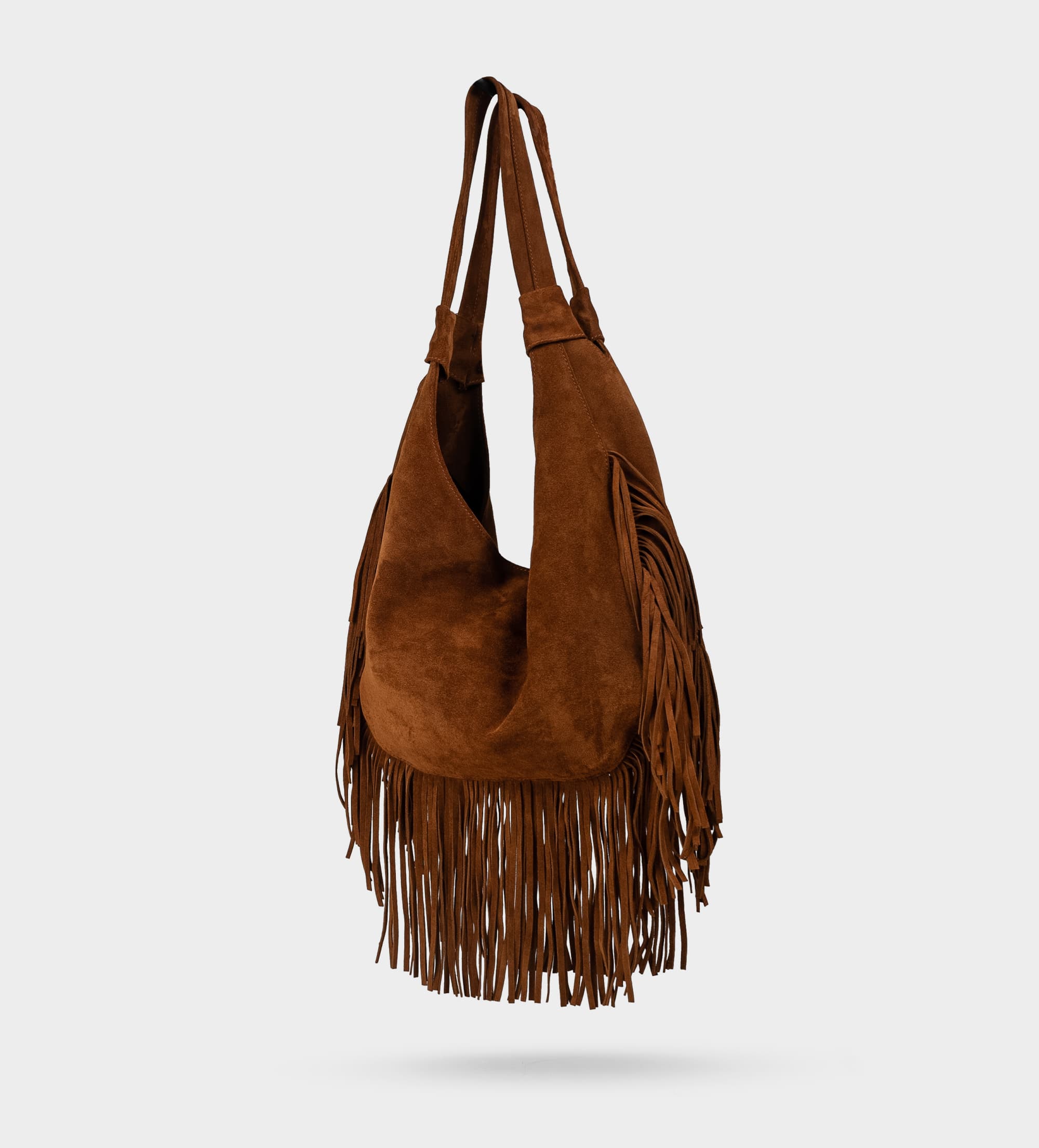 BOLSO HOBO PIEL GAMUZA CAFÉ