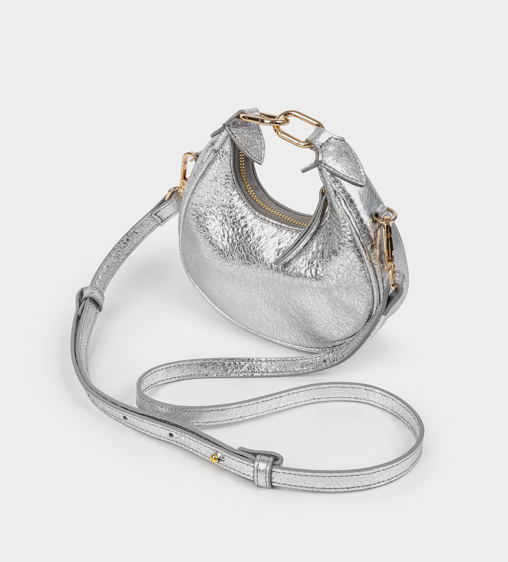 MINI BOLSO HOBO PIEL PLATA