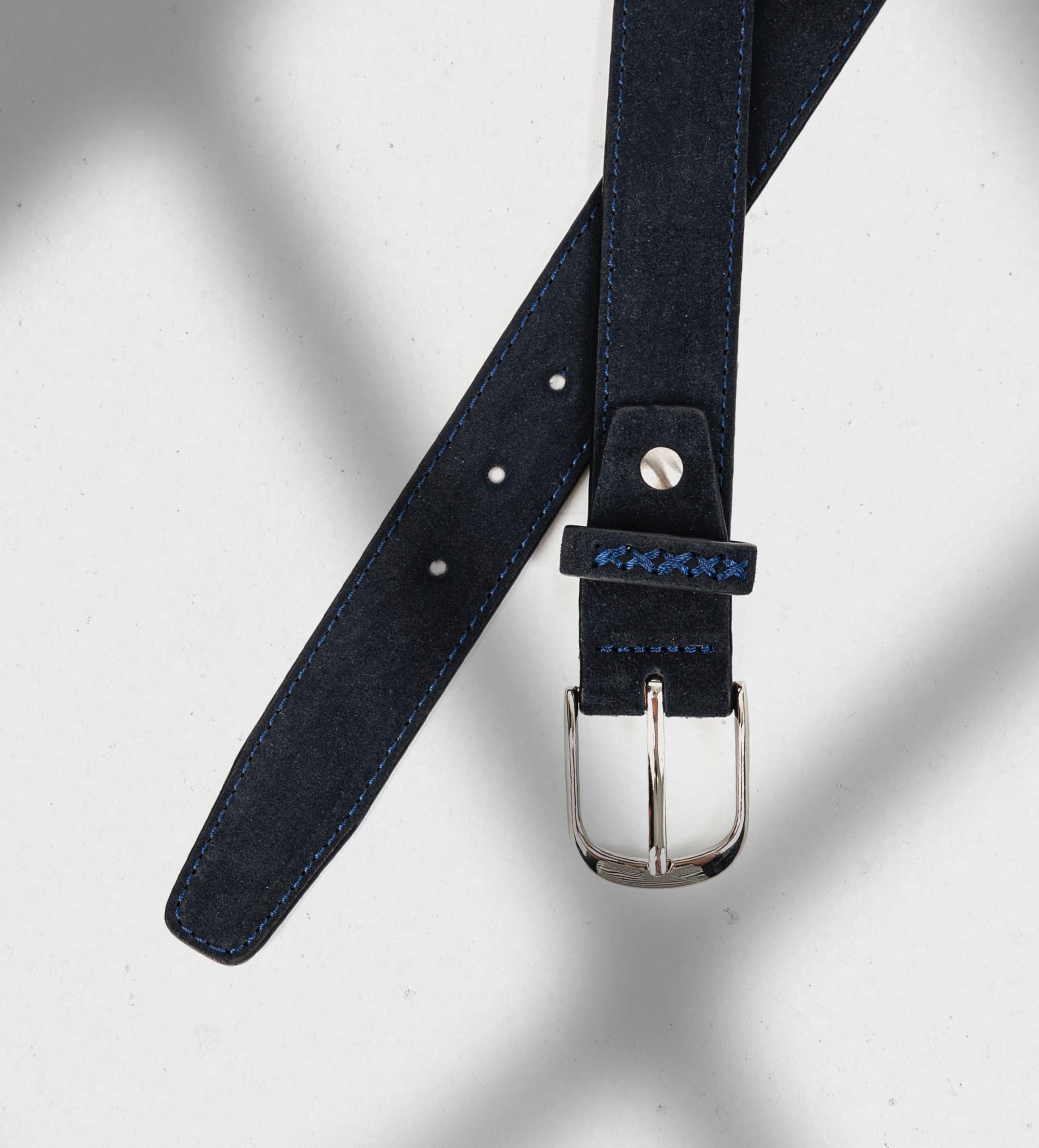 CINTURON GAMUZA PIEL AZUL