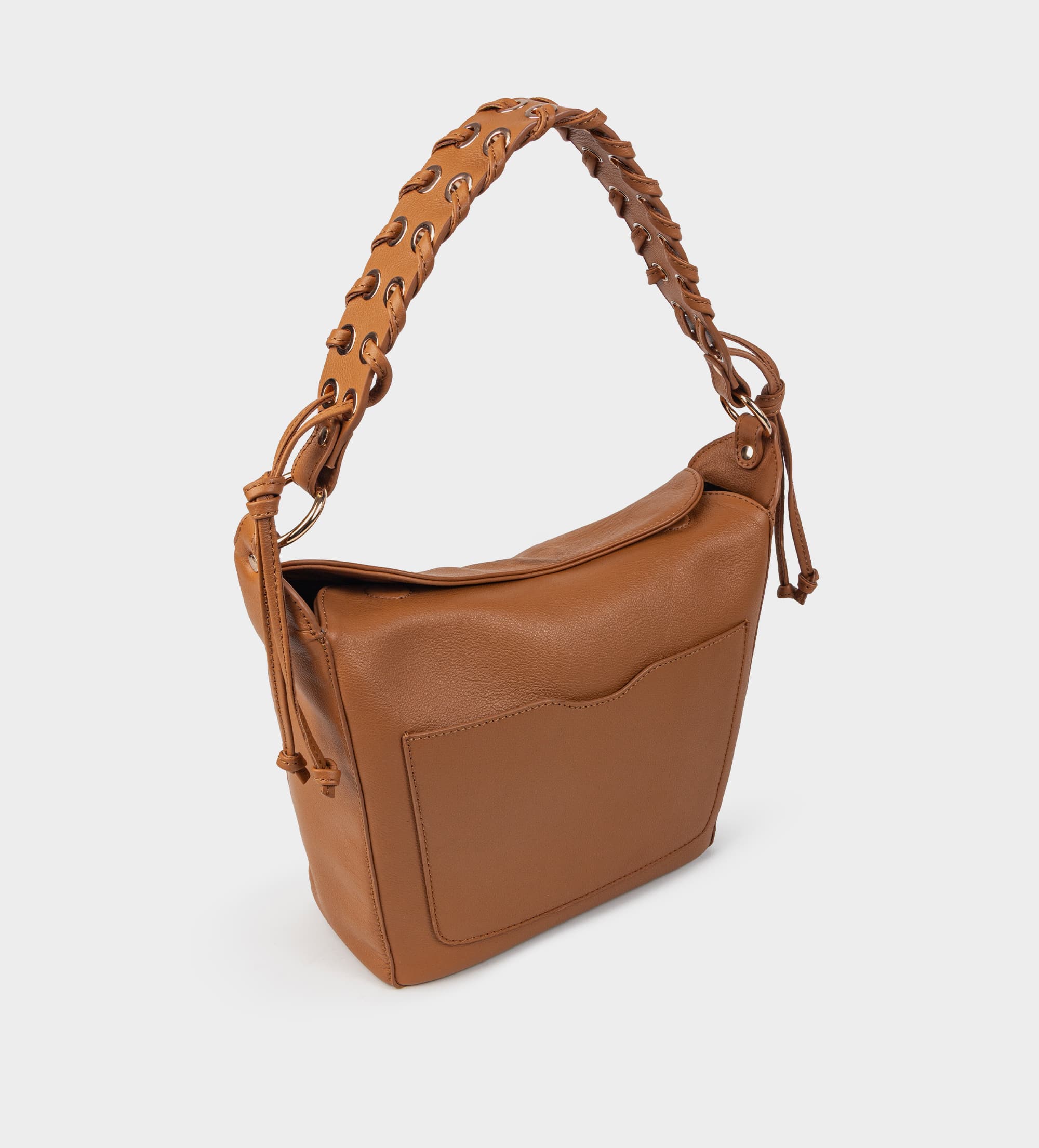 BOLSO HOBO ASA TRENZADA PIEL CAMEL