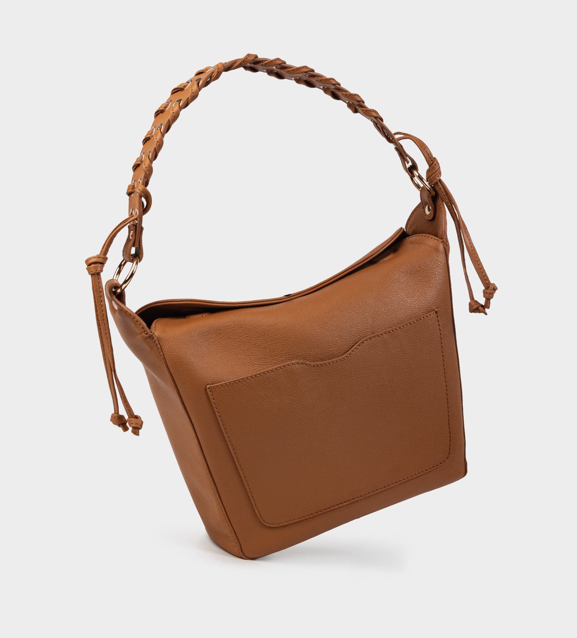 BOLSO HOBO ASA TRENZADA PIEL CAMEL