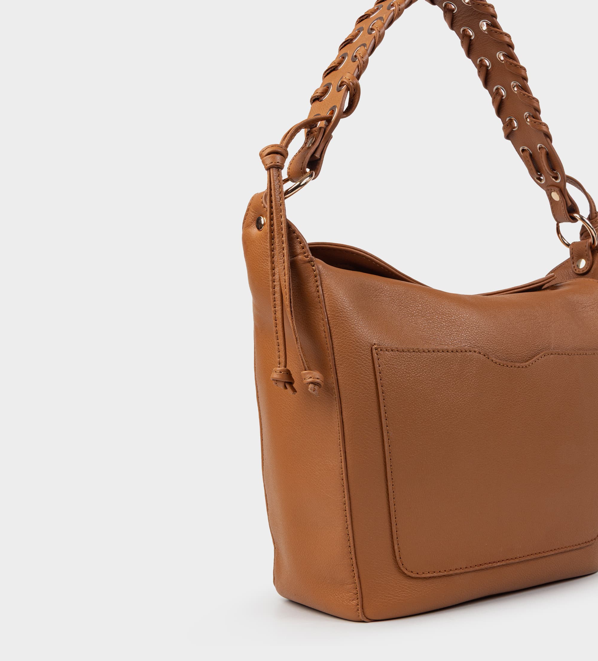 BOLSO HOBO ASA TRENZADA PIEL CAMEL