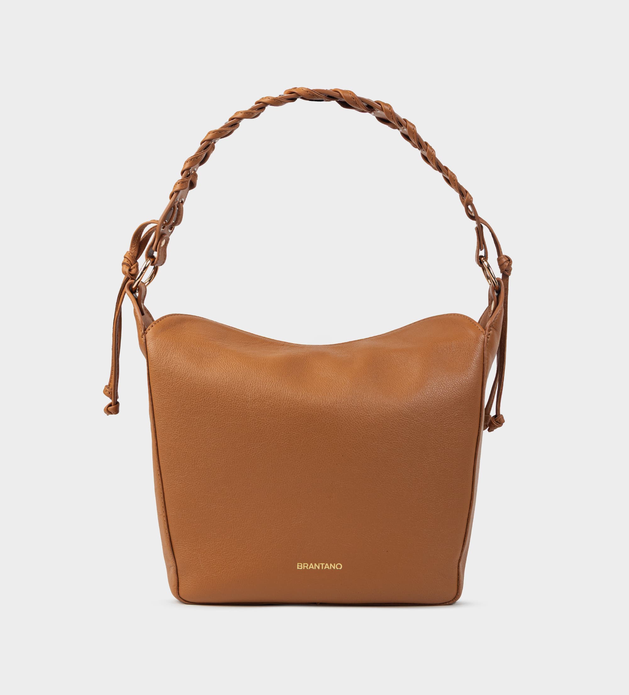 BOLSO HOBO ASA TRENZADA PIEL CAMEL