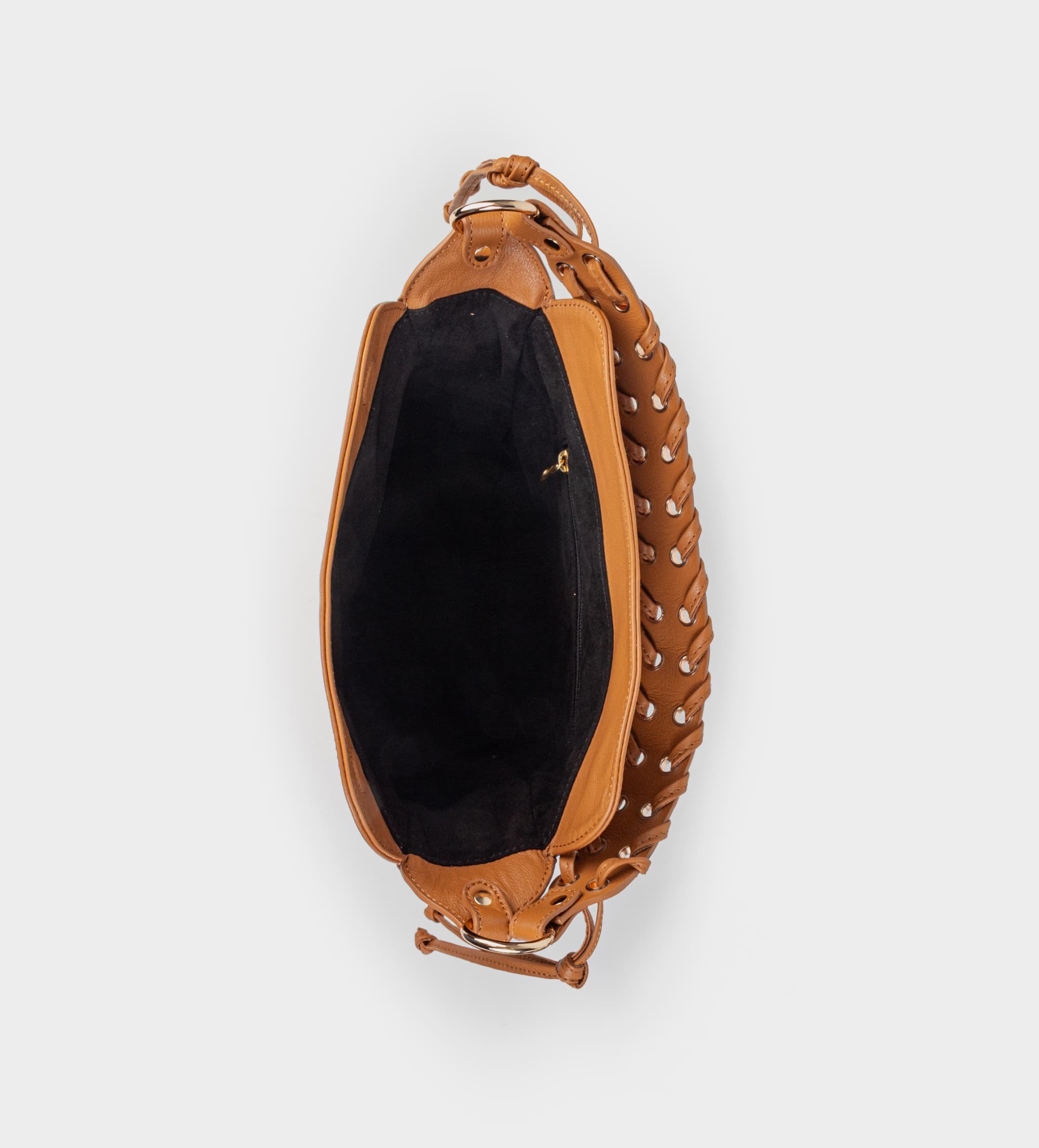 BOLSO HOBO ASA TRENZADA PIEL CAMEL