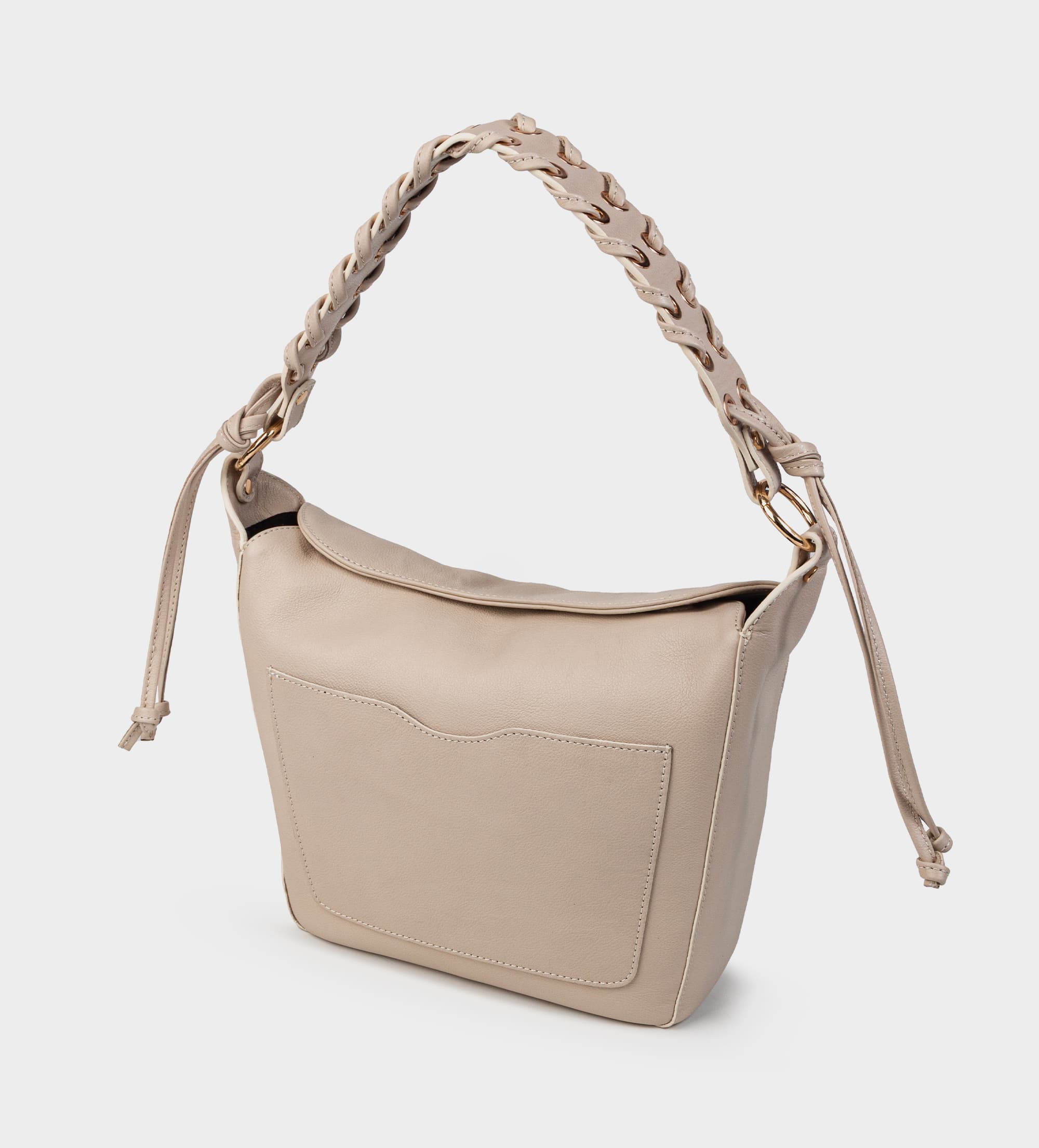 BOLSO HOBO ASA TRENZADA PIEL BEIGE
