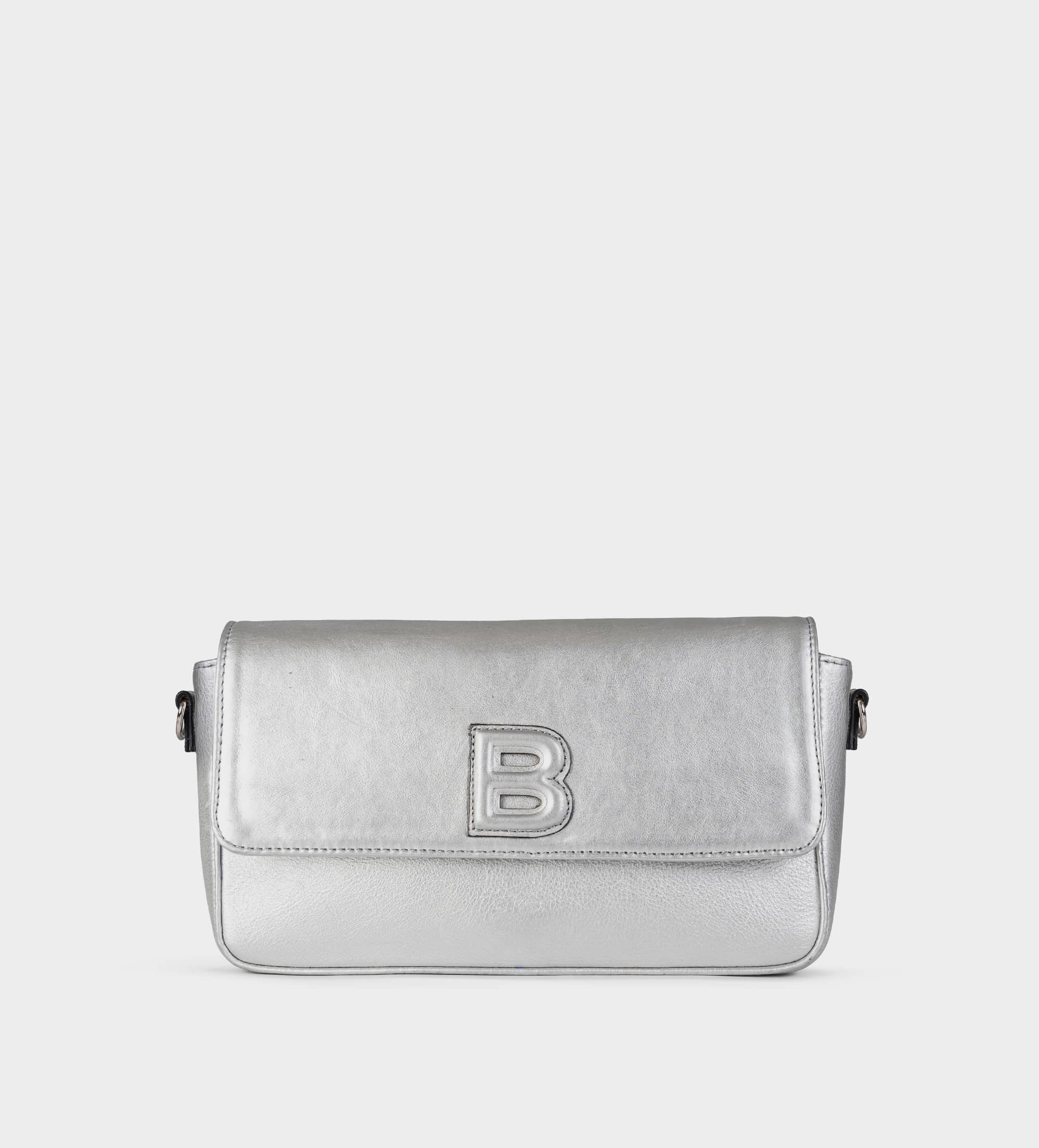 BOLSO CLUTCH PIEL PLATA