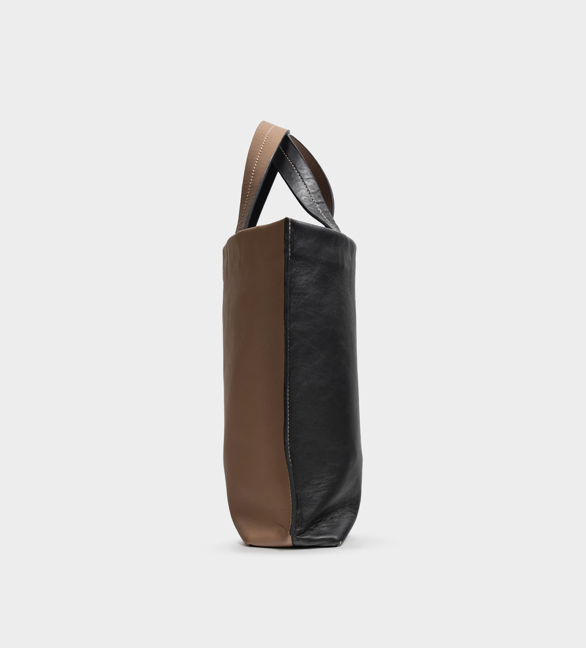 BOLSO TOTE PIEL BICOLOR NEGRO / BEIGE