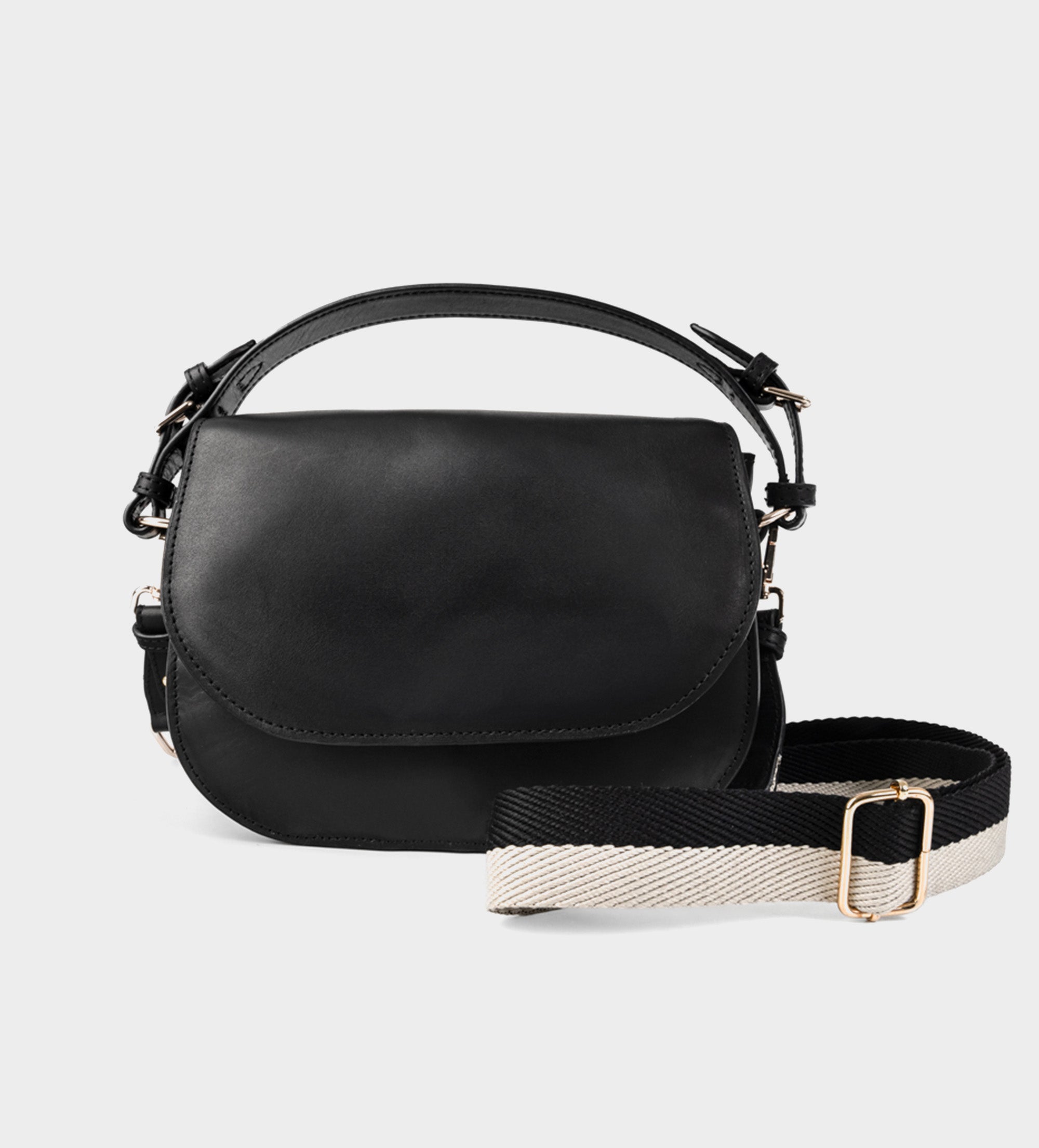 BOLSA CROSSBODY CORREA AJUSTABLE BICOLOR PIEL NEGRO
