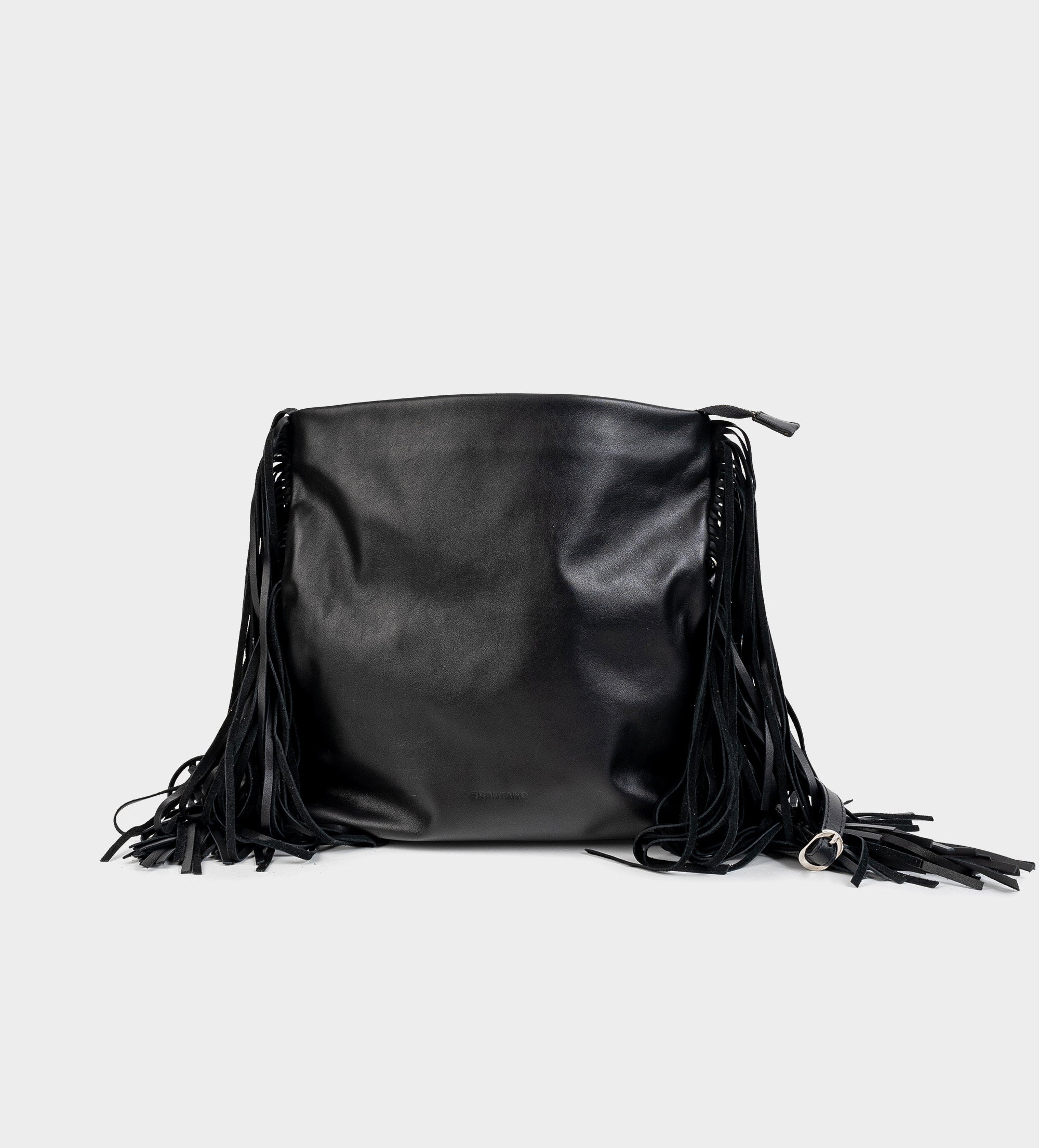 BOLSO CROSSBODY FLECOS PIEL NEGRO