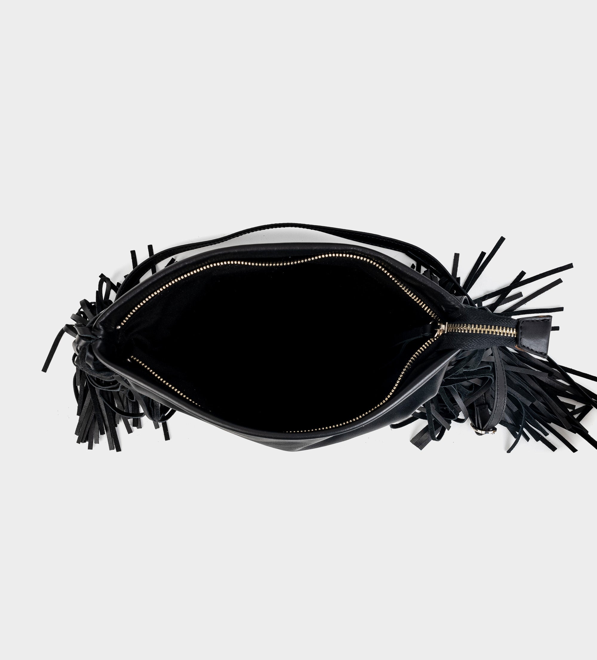 BOLSO CROSSBODY FLECOS PIEL NEGRO