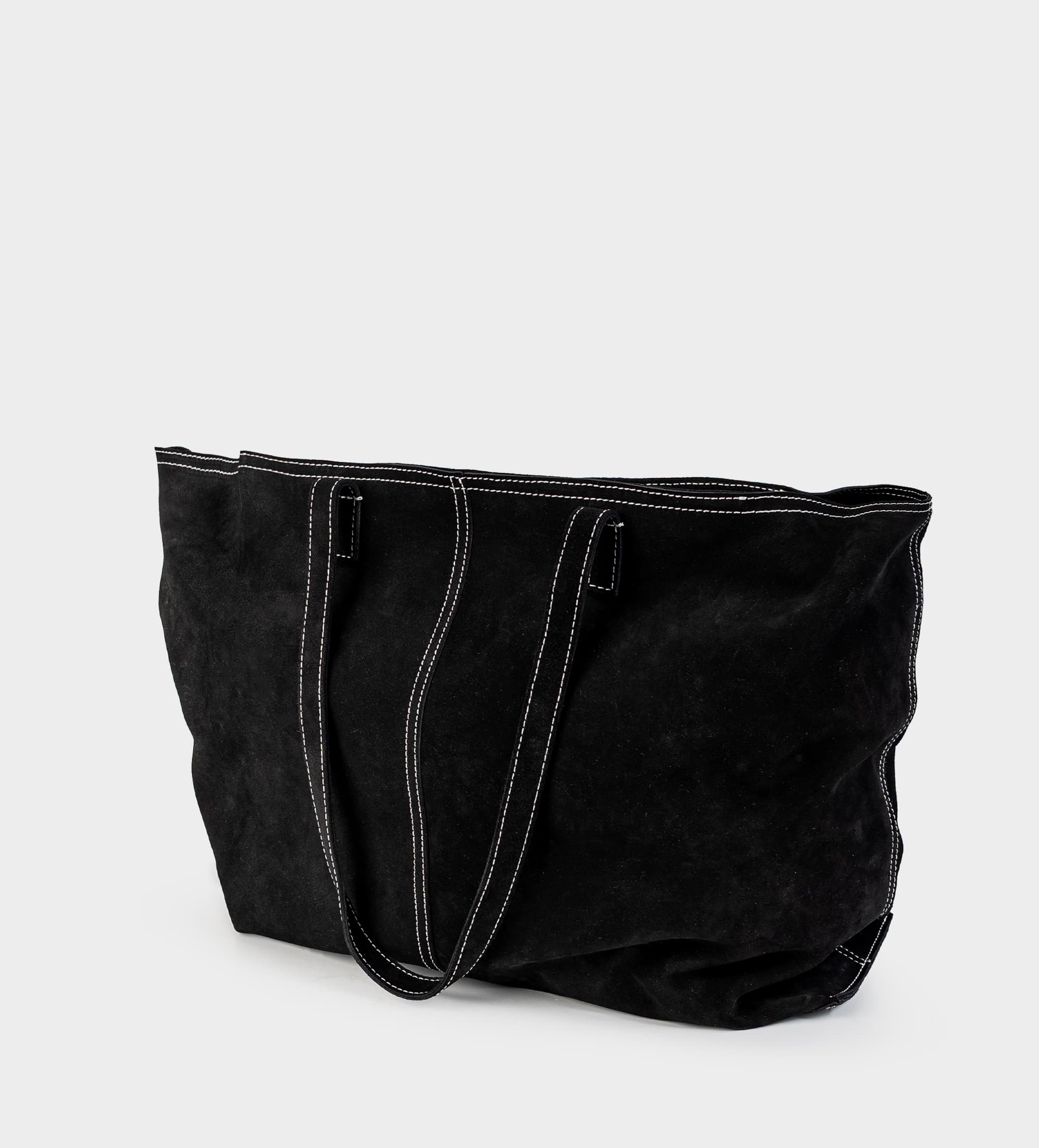 TOTE PIEL GAMUZA NEGRO
