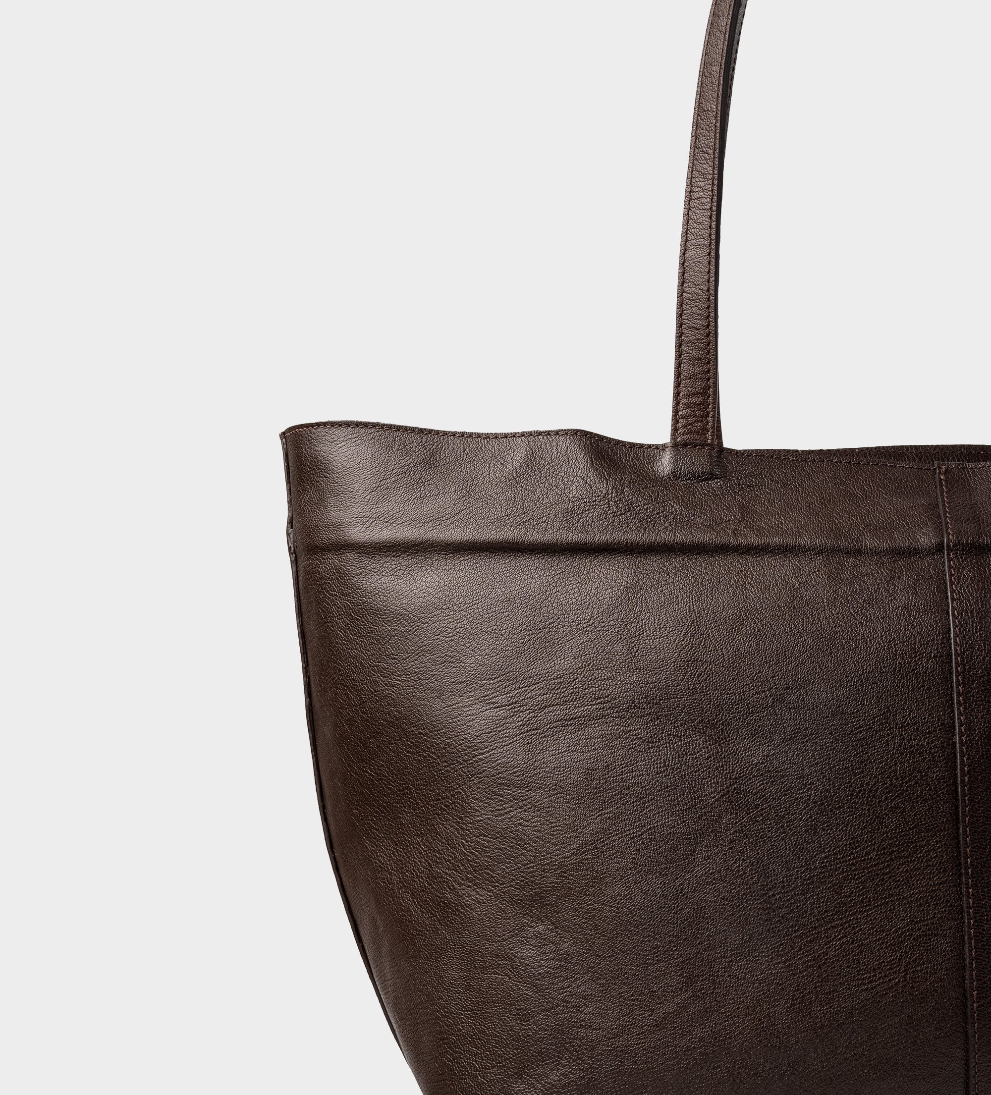 BOLSA TOTE BOLSILLO EXTERIOR PIEL CAFÉ