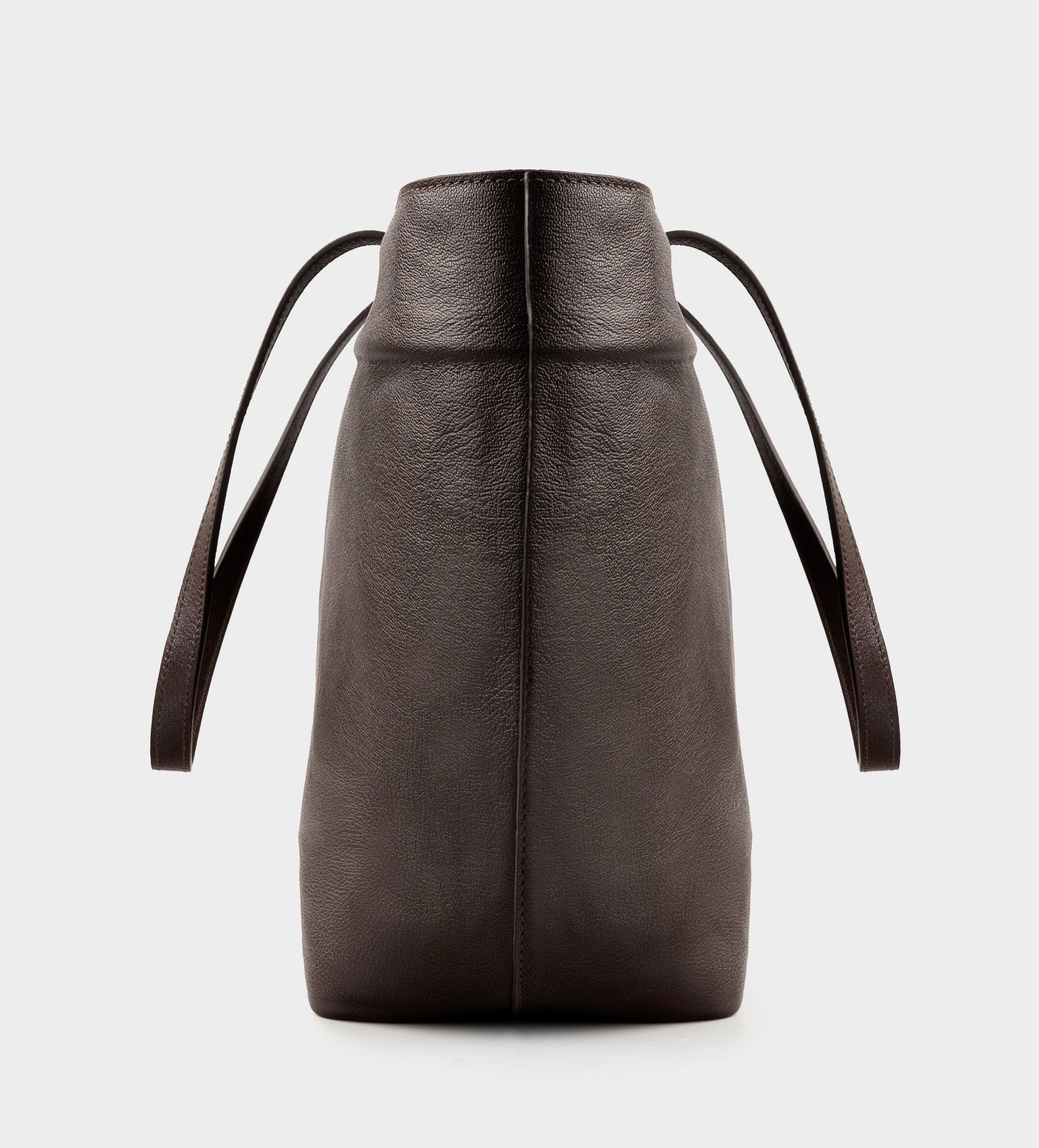 BOLSA TOTE BOLSILLO EXTERIOR PIEL CAFÉ