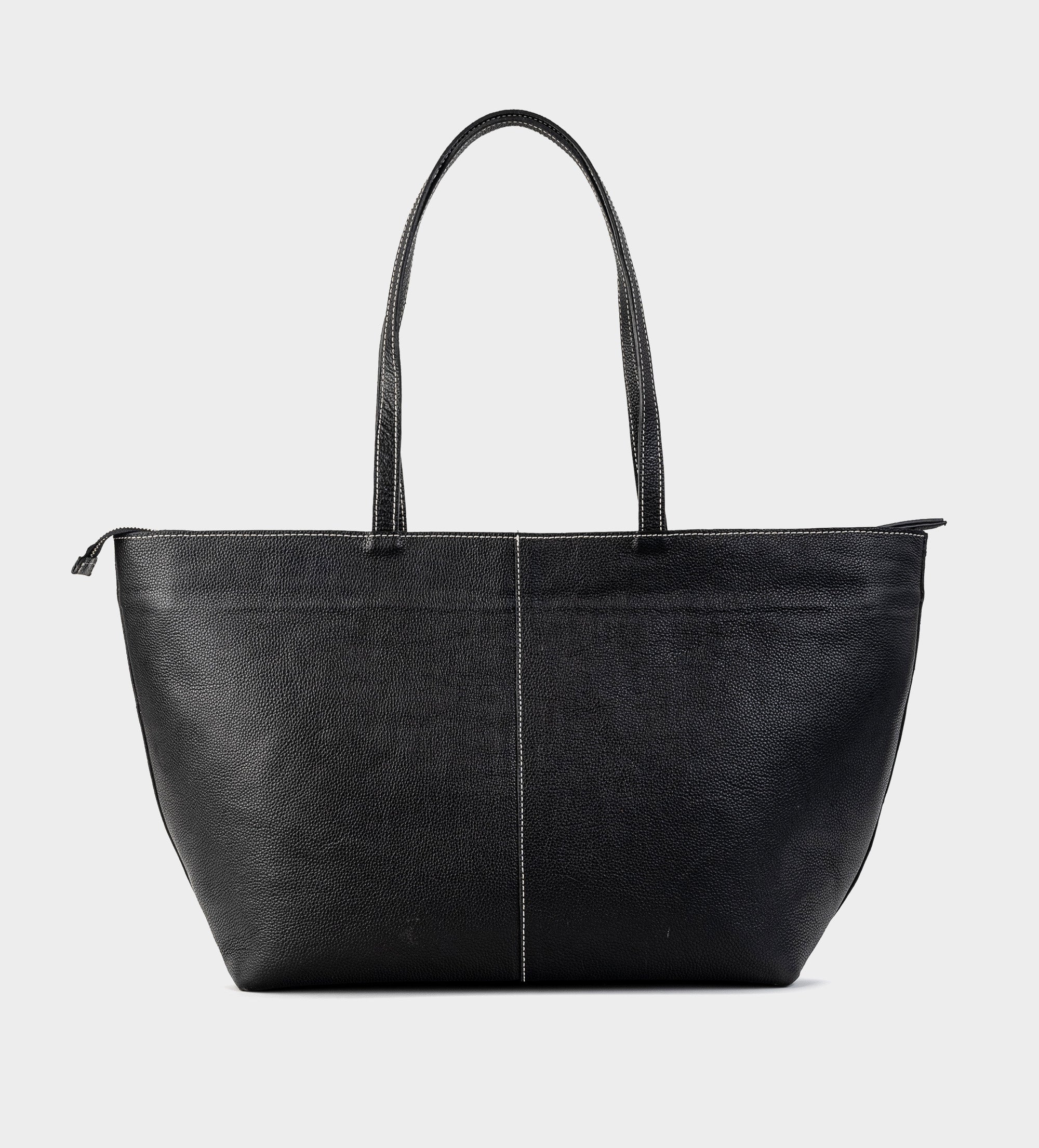 BOLSA TOTE BOLSILLO EXTERIOR PIEL NEGRO