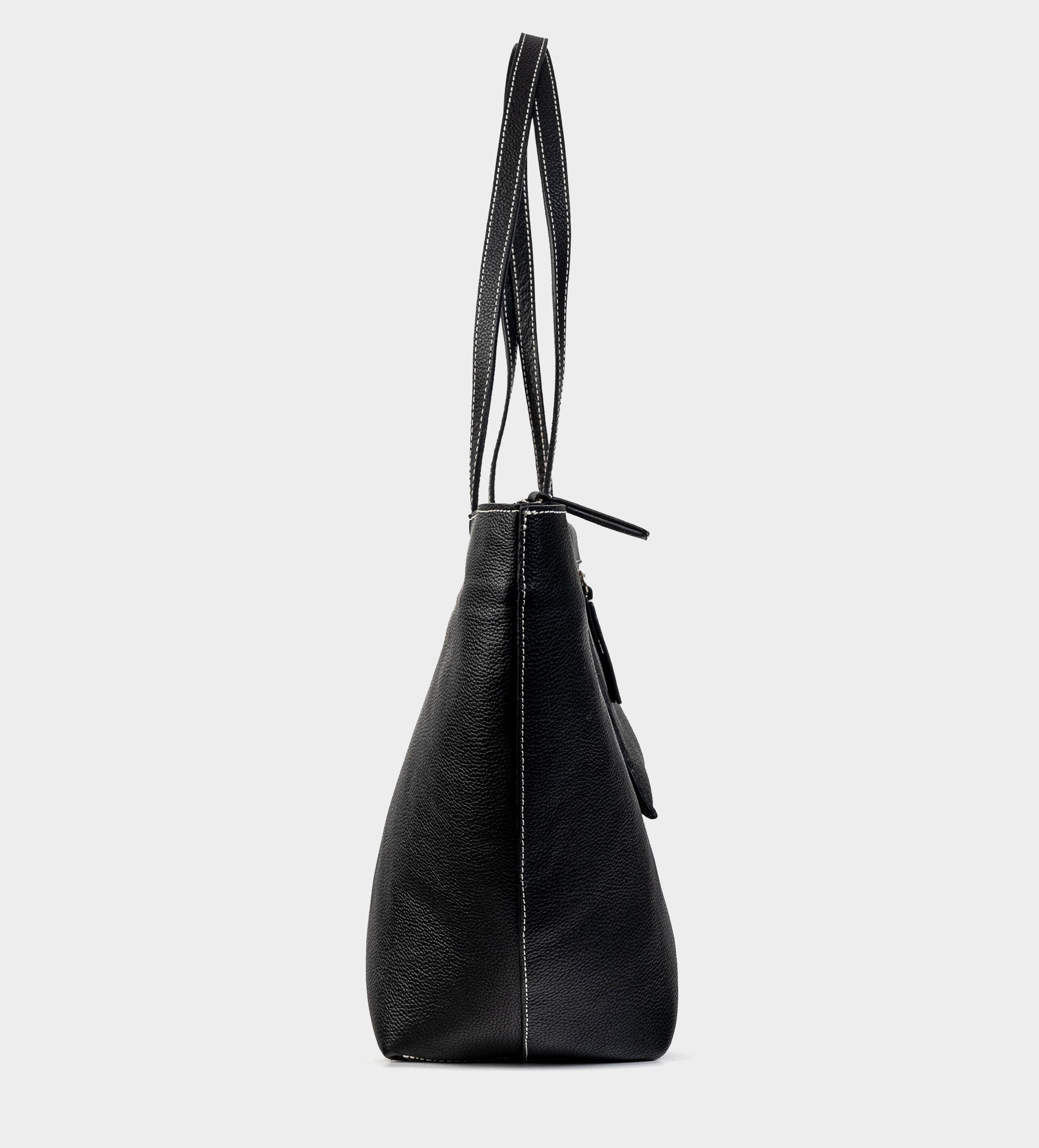 BOLSA TOTE BOLSILLO EXTERIOR PIEL NEGRO