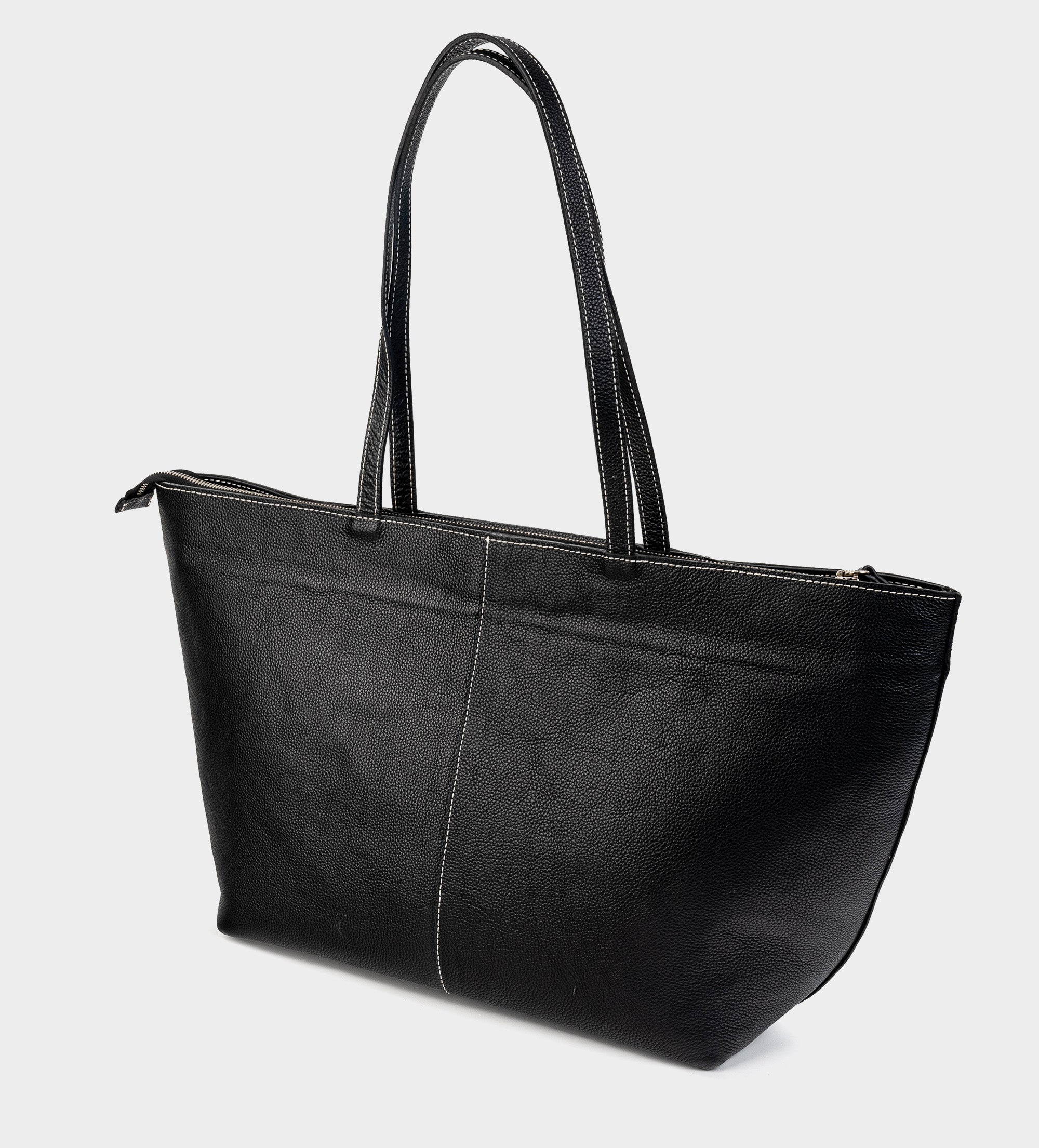 BOLSA TOTE BOLSILLO EXTERIOR PIEL NEGRO