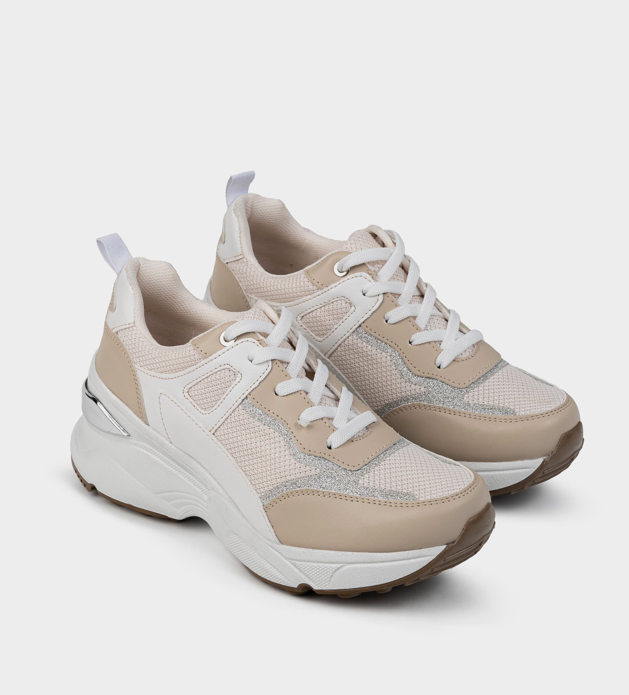 SNEAKER CHUNKY AGUJETA BEIGE