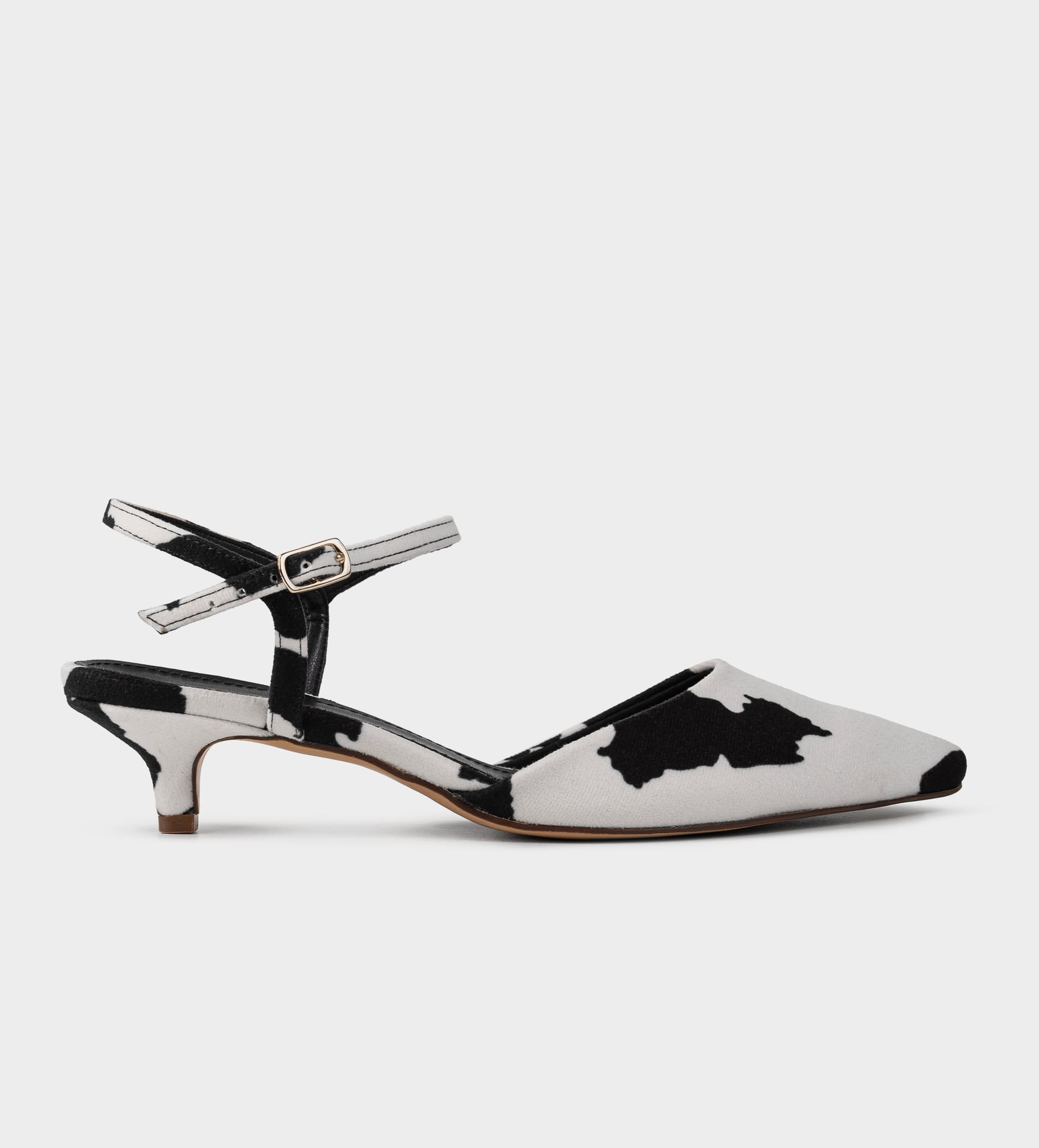 ZAPATILLA DESTALONADA TACÓN KITTEN TEXTIL VACA