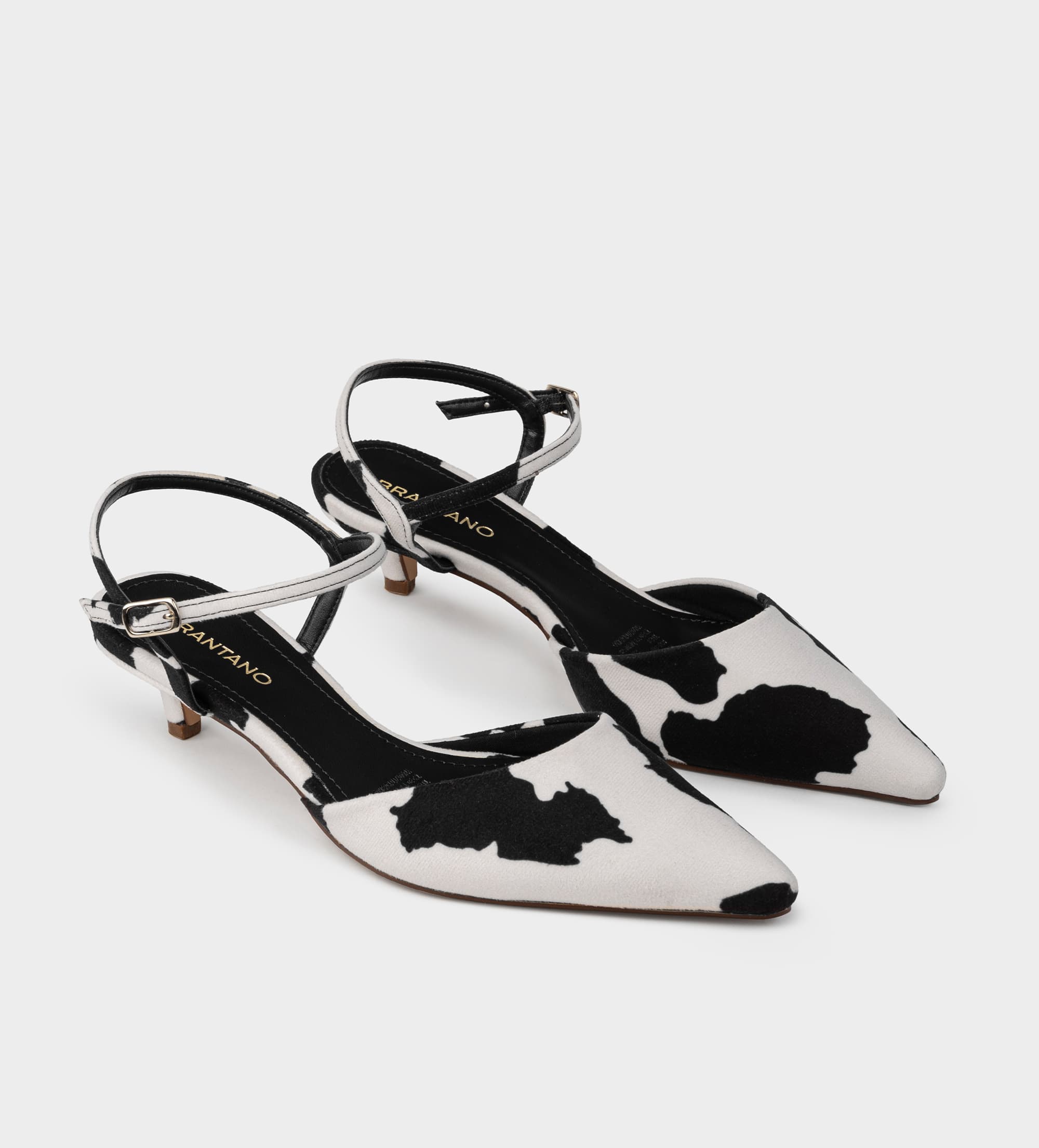 ZAPATILLA DESTALONADA TACÓN KITTEN TEXTIL VACA