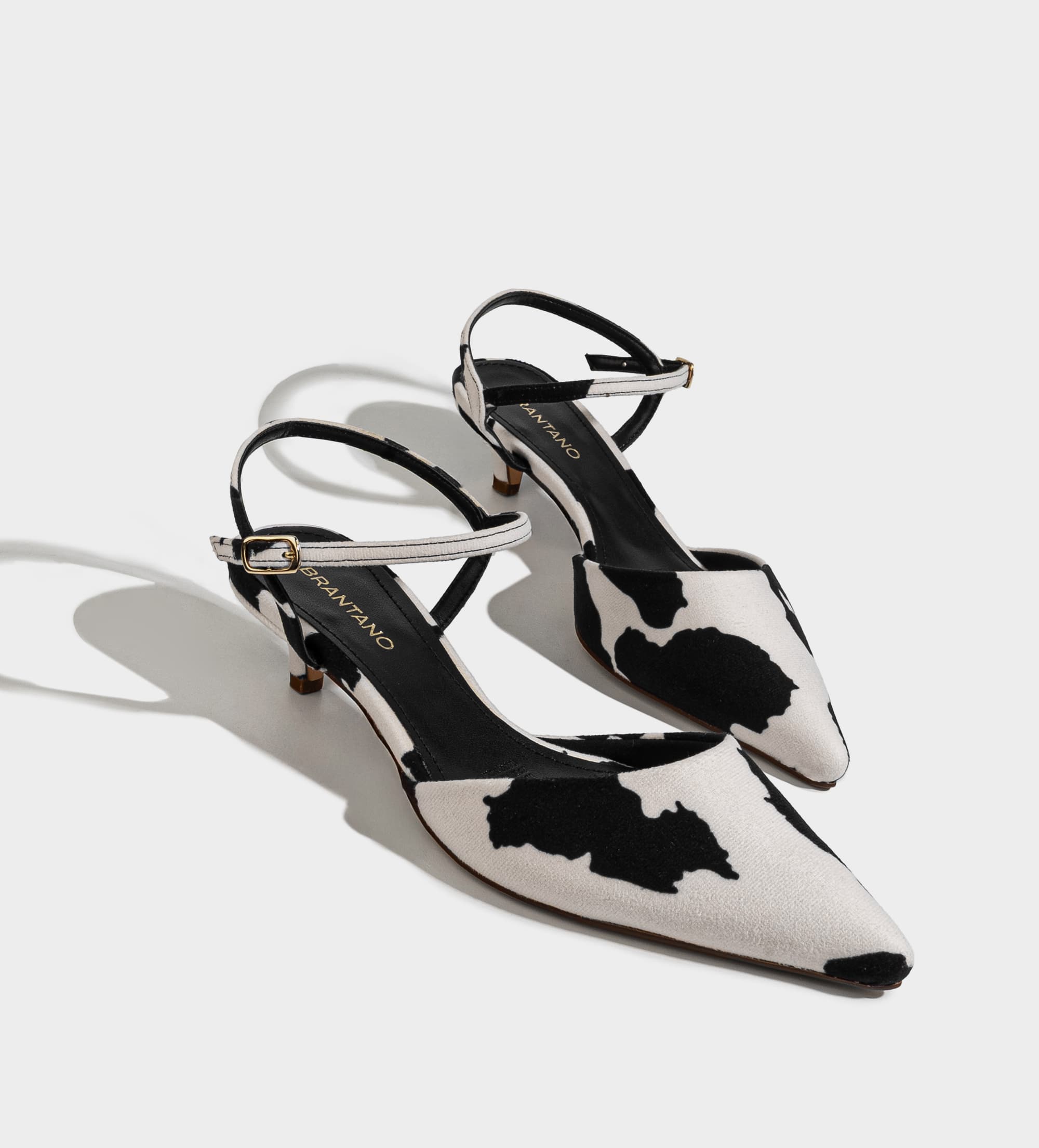 ZAPATILLA DESTALONADA TACÓN KITTEN TEXTIL VACA