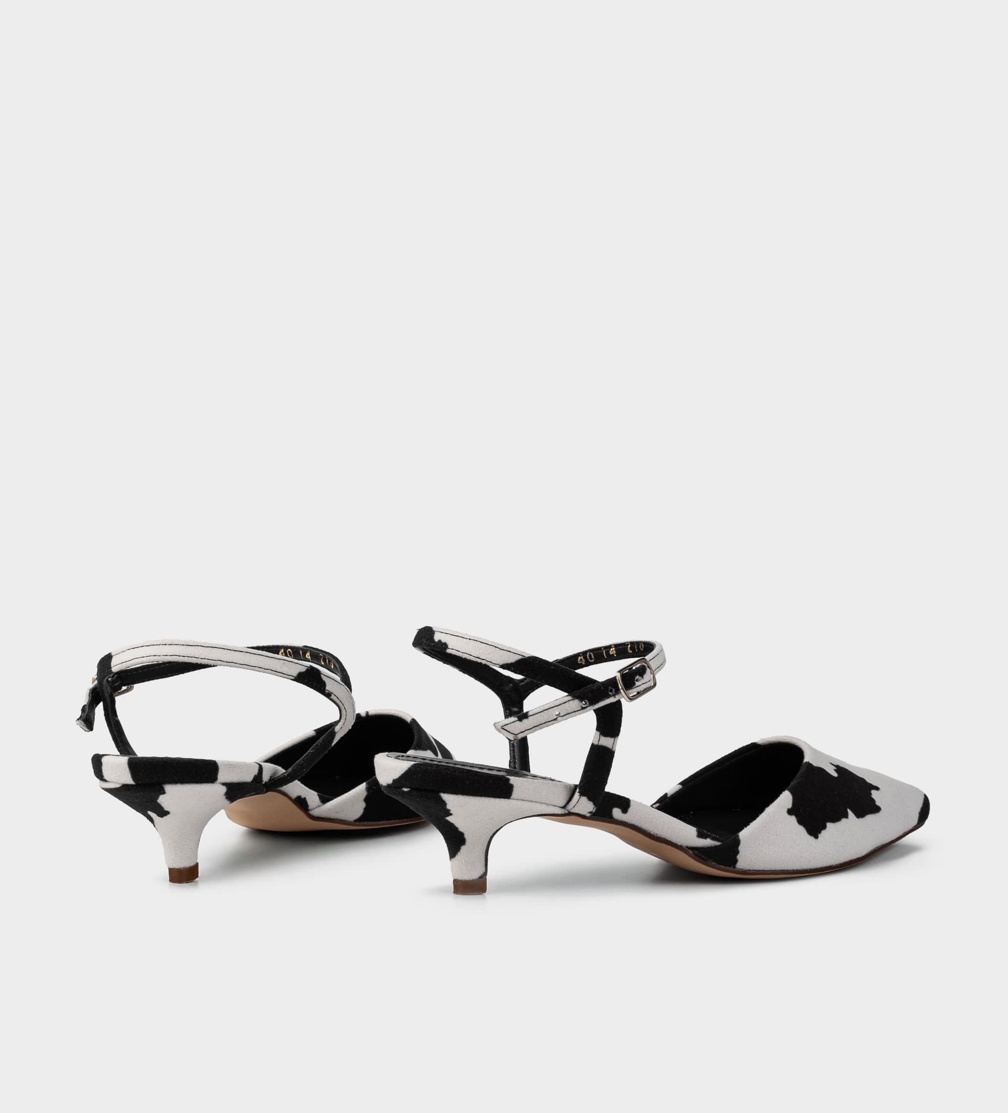 ZAPATILLA DESTALONADA TACÓN KITTEN TEXTIL VACA