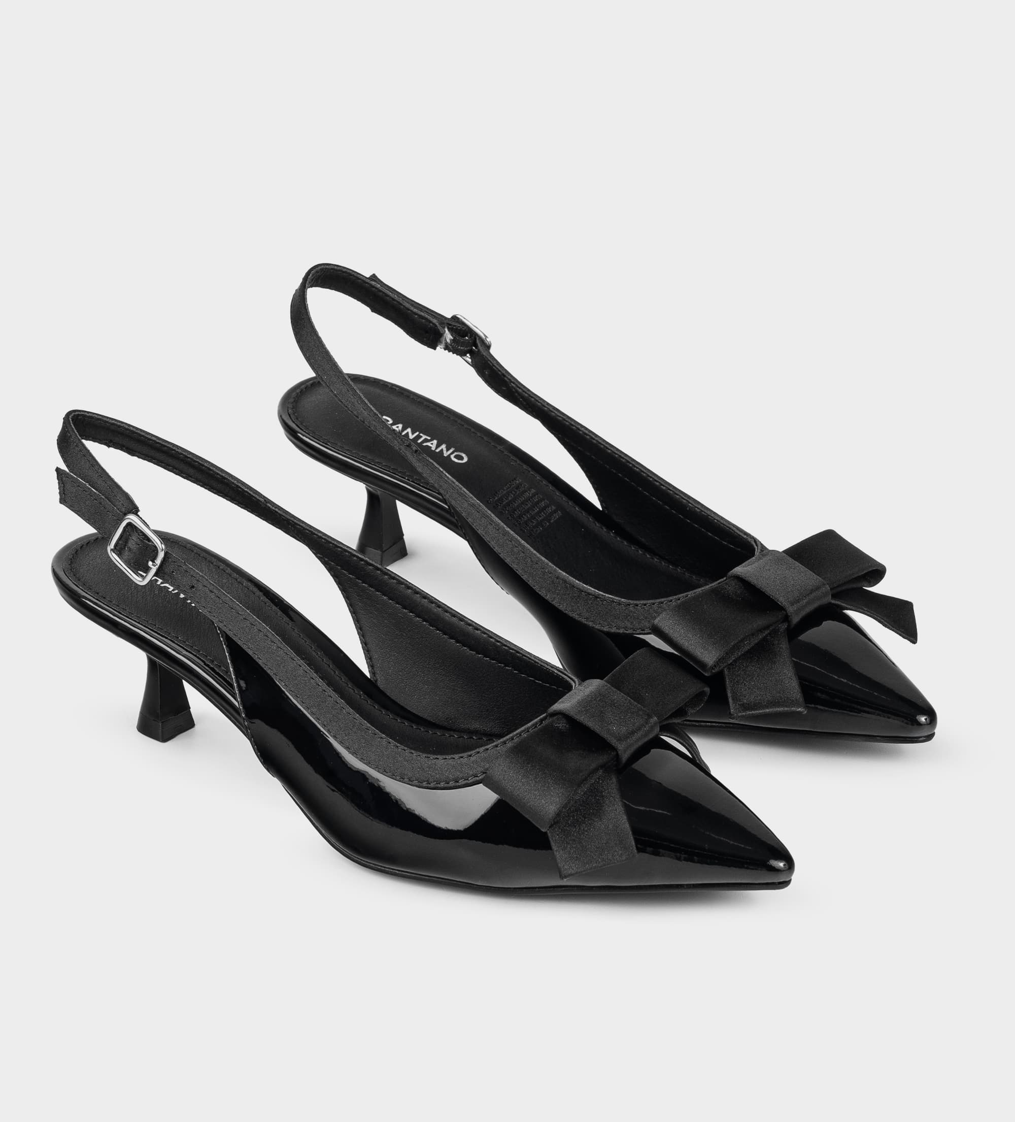 ZAPATILLA DESTALONADA TACÓN KITTEN CHAROL NEGRO