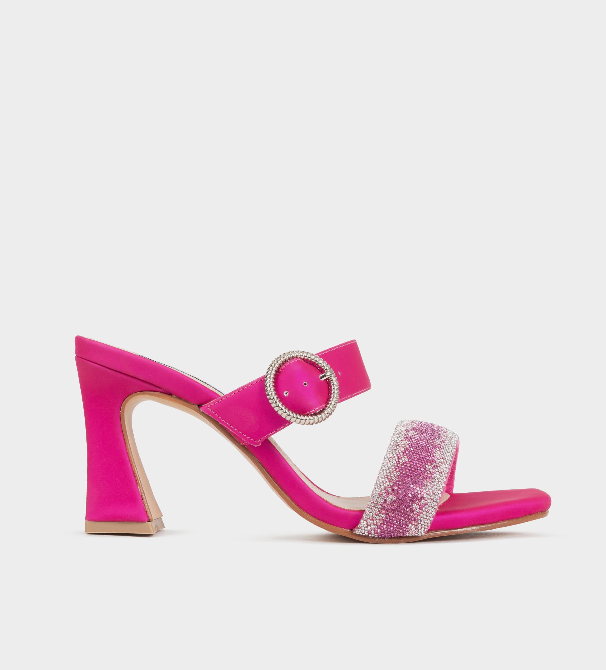 SANDALIA TACÓN ROSA BRILLOS