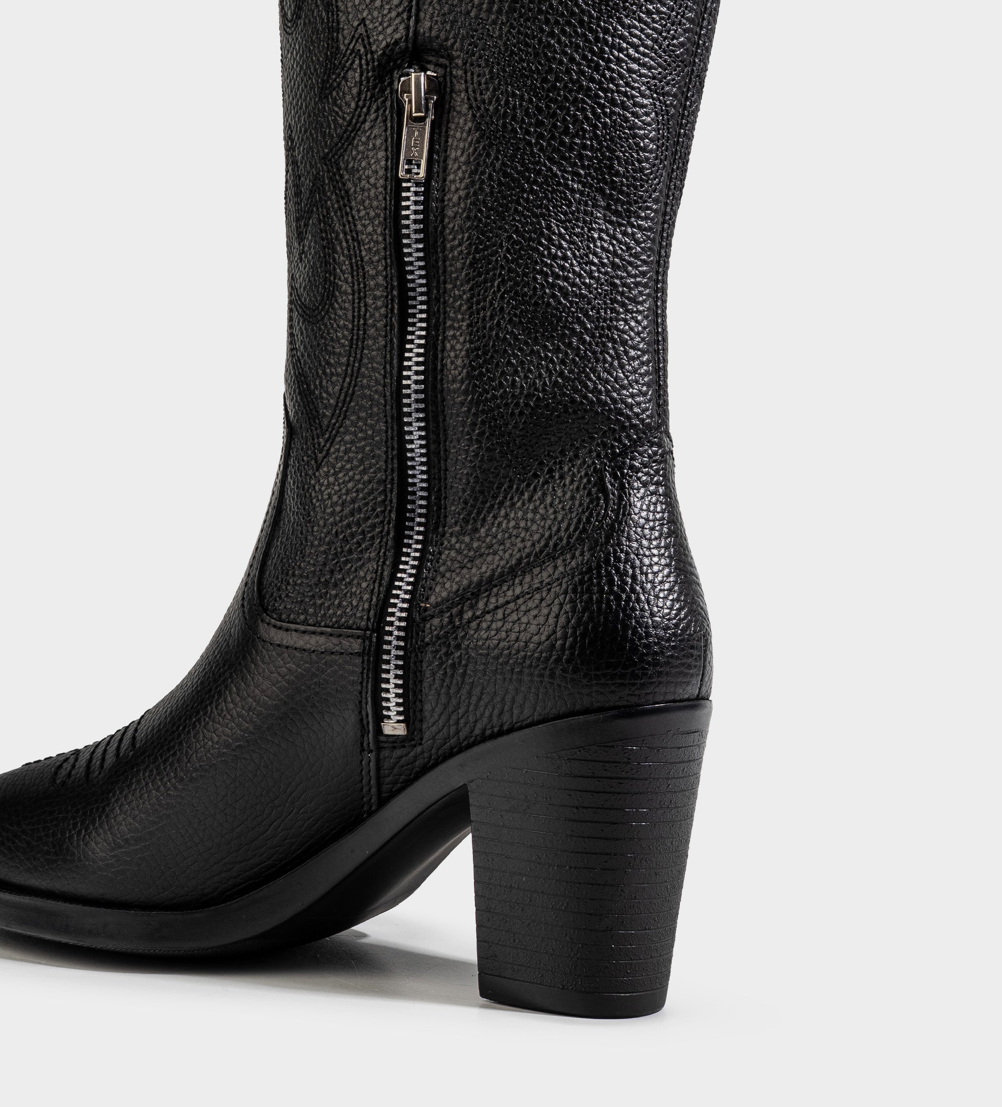 BOTA WESTERN TACÓN BLOQUE PIEL NEGRO