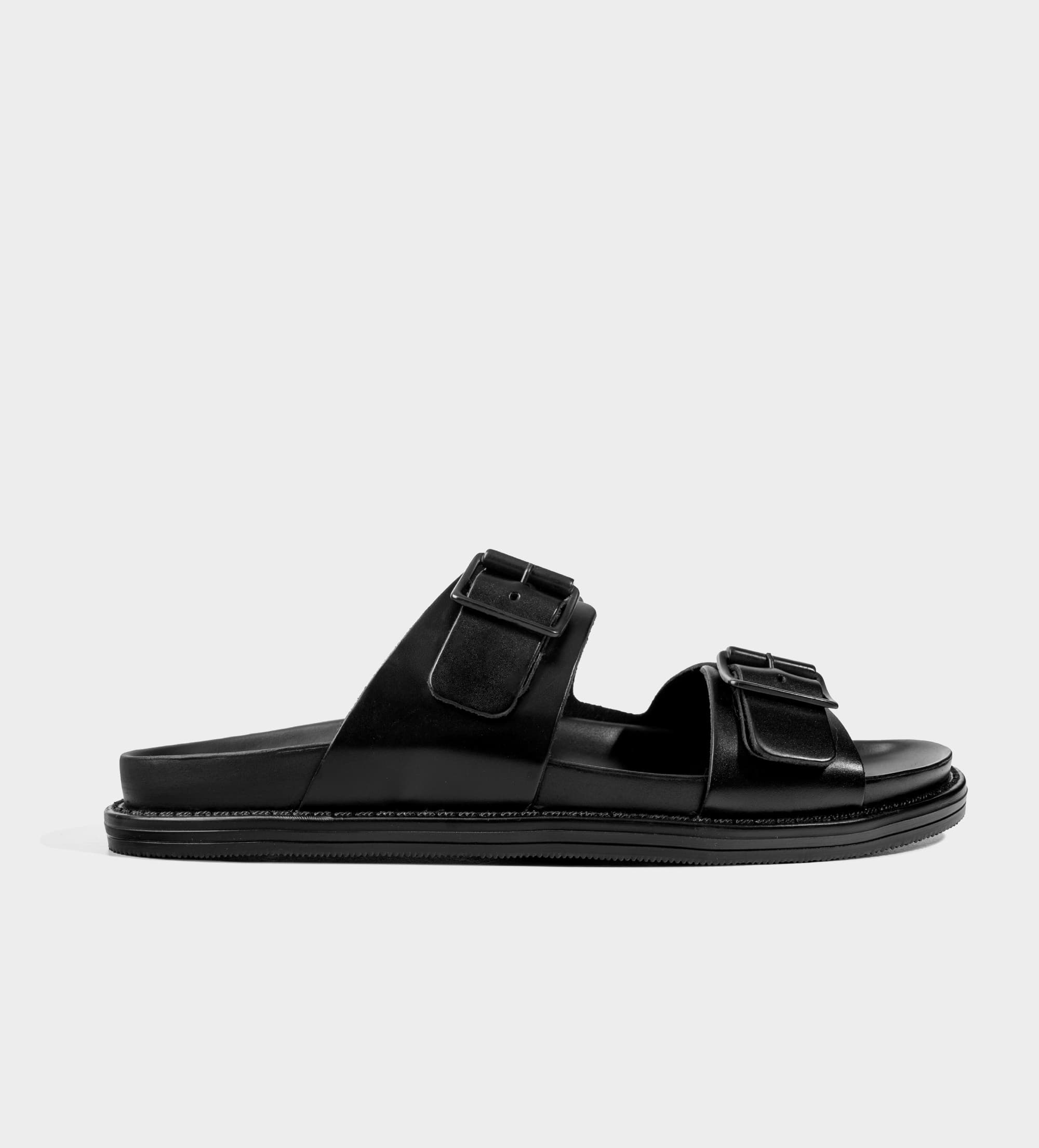 SANDALIA CASUAL DOBLE HEBILLA PIEL NEGRO