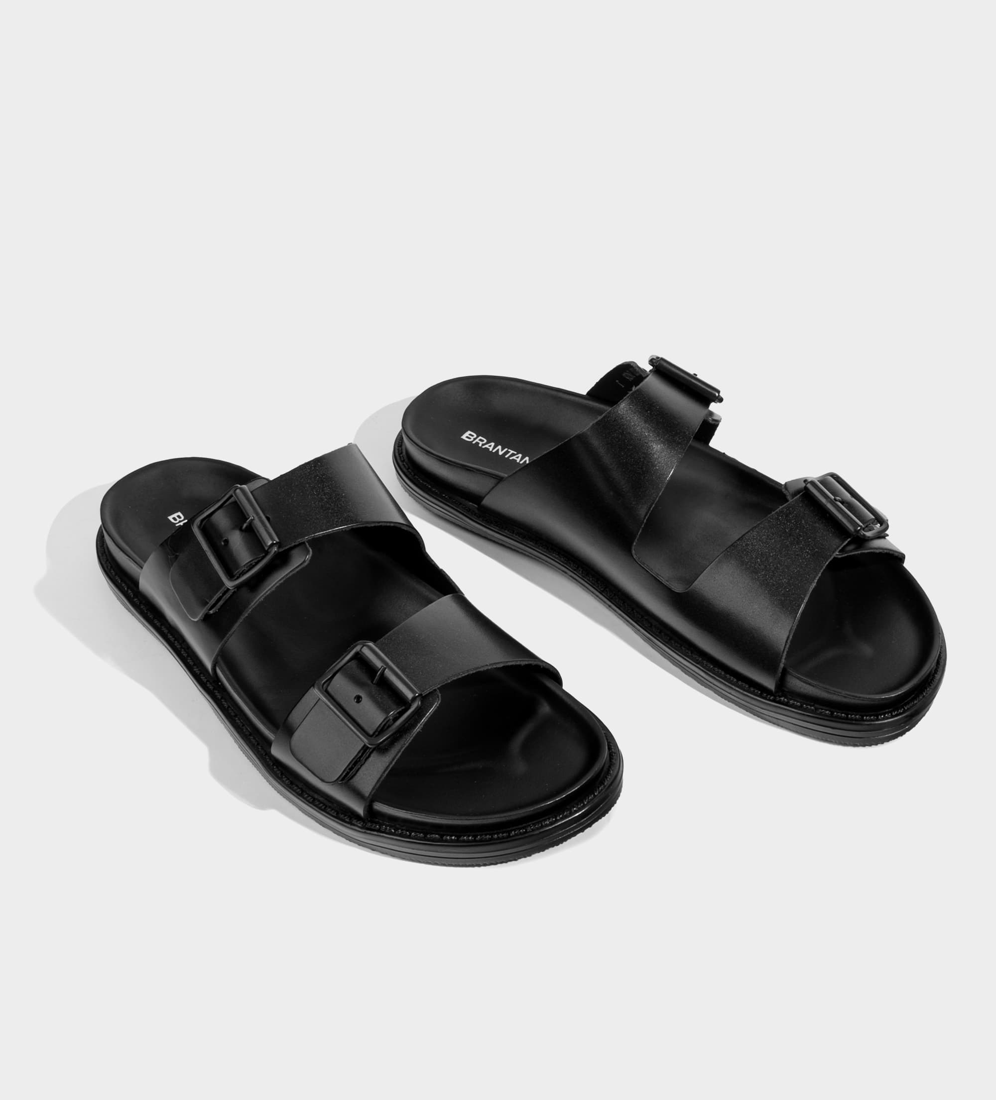 SANDALIA CASUAL DOBLE HEBILLA PIEL NEGRO
