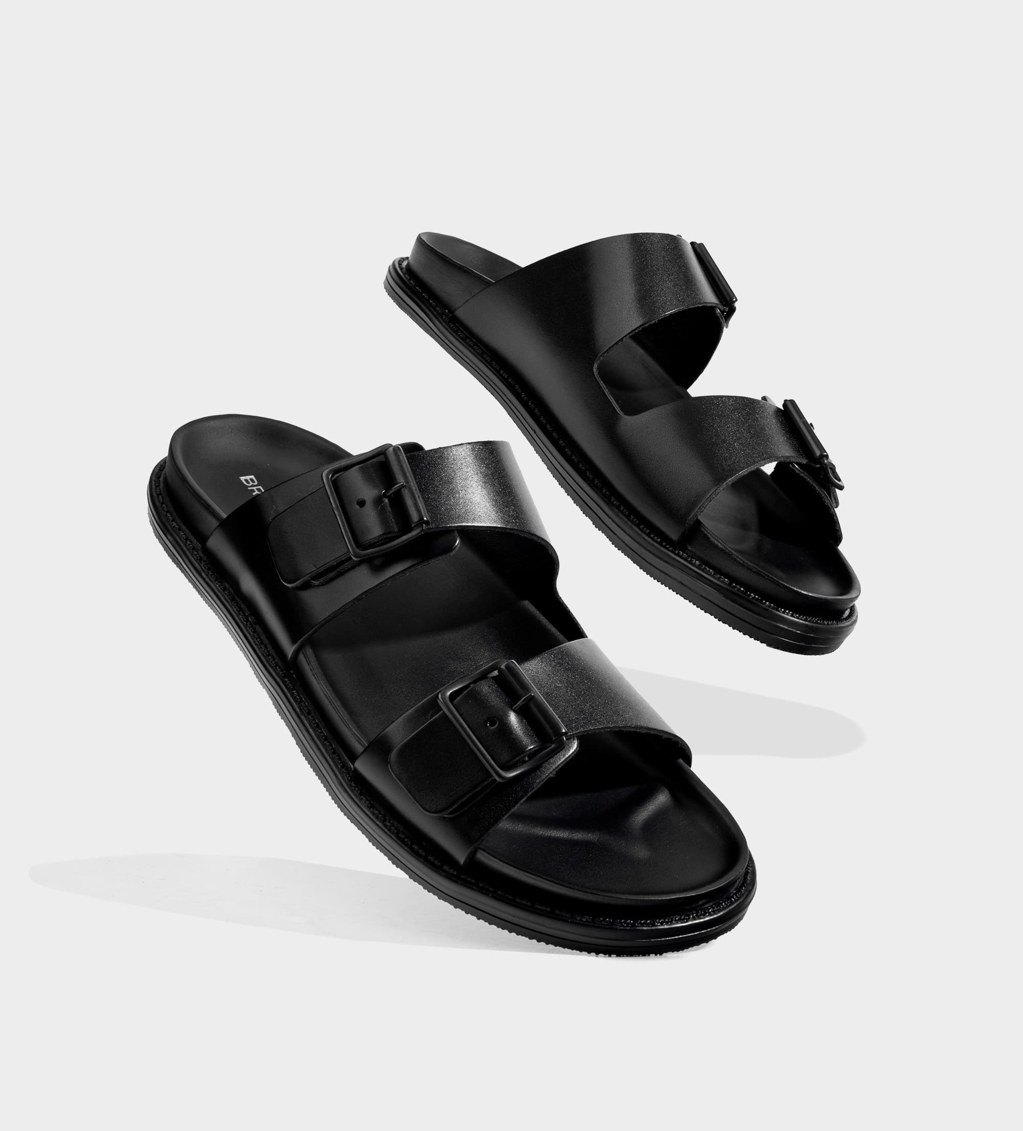 SANDALIA CASUAL DOBLE HEBILLA PIEL NEGRO