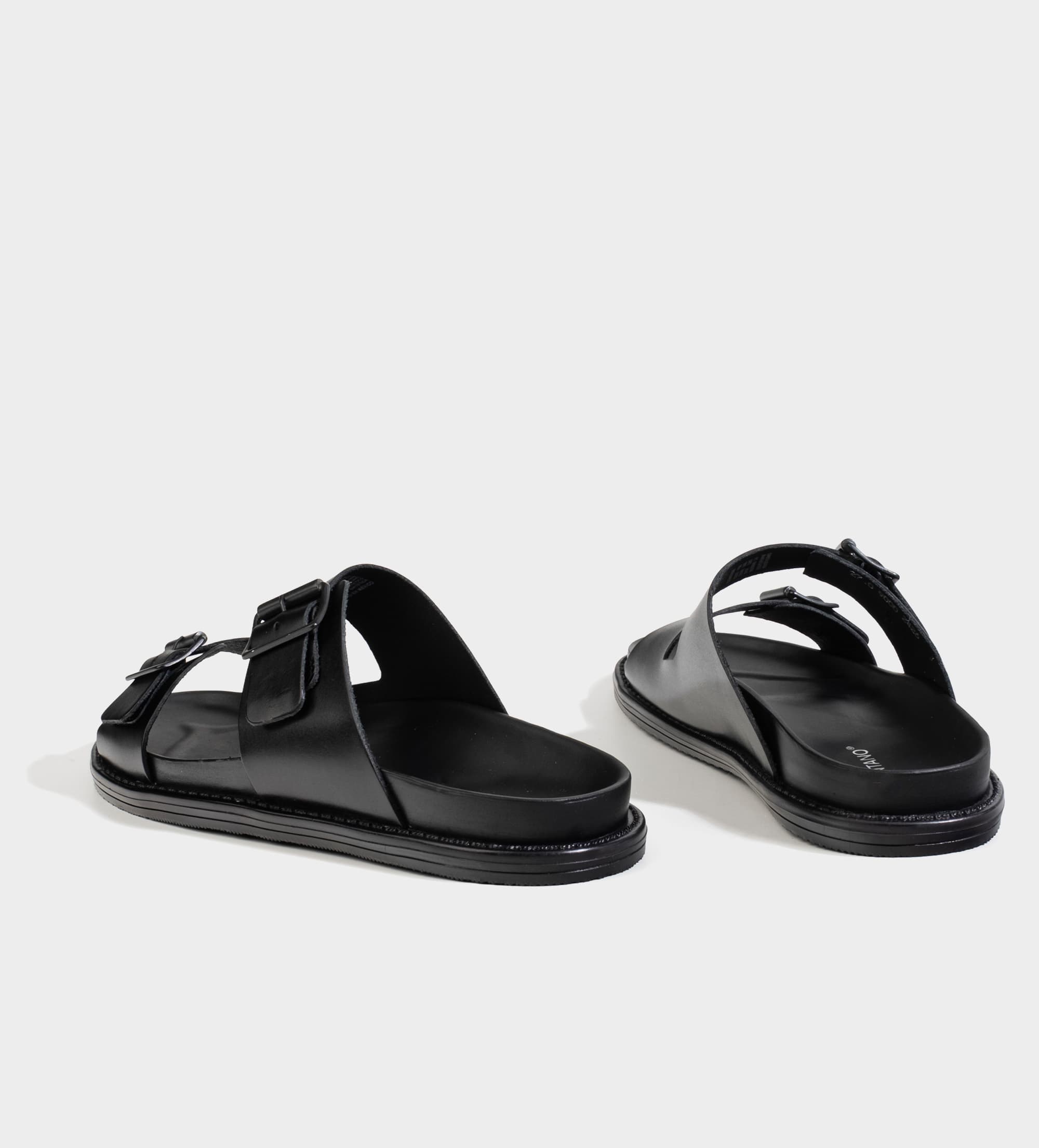 SANDALIA CASUAL DOBLE HEBILLA PIEL NEGRO