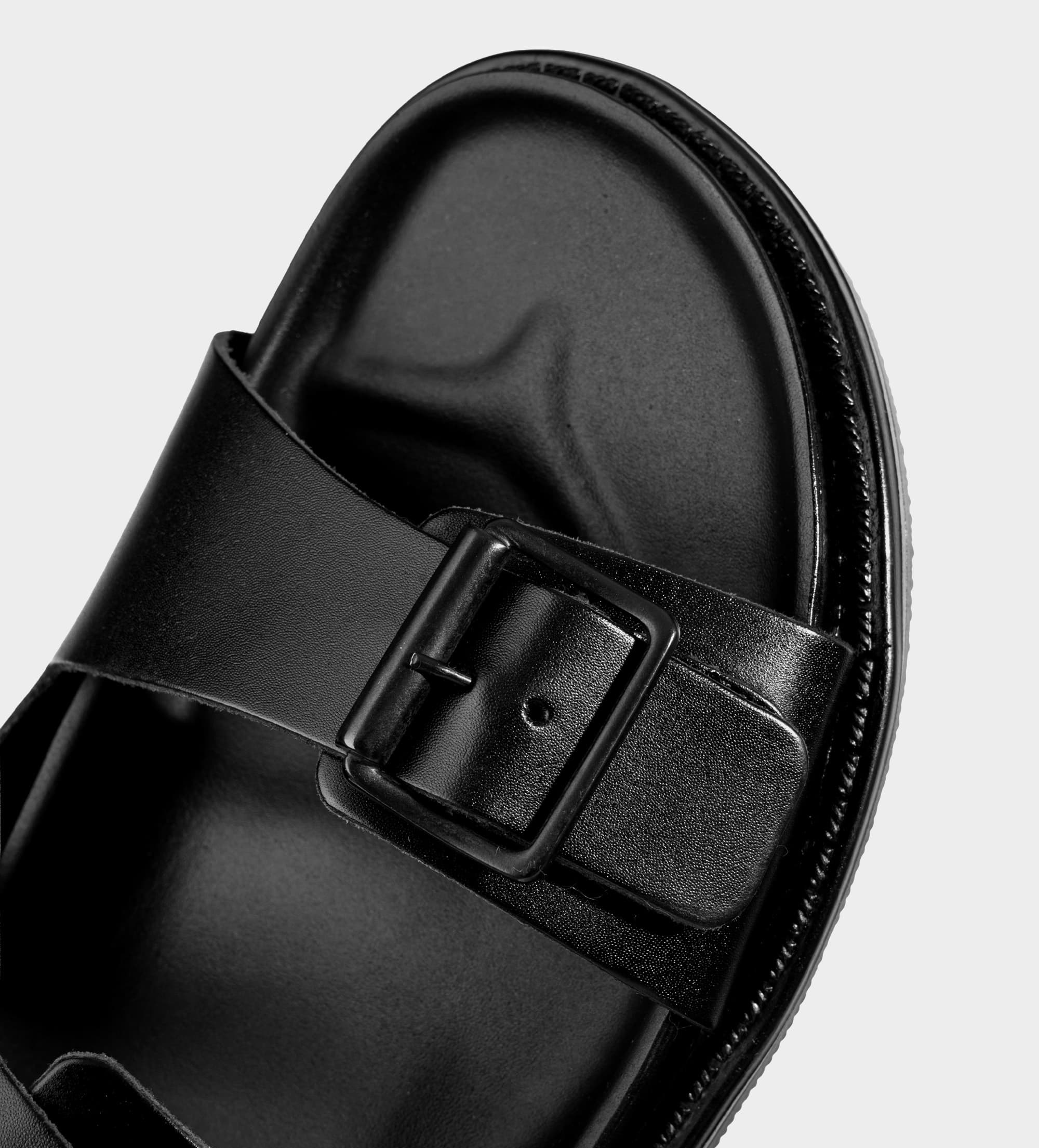 SANDALIA CASUAL DOBLE HEBILLA PIEL NEGRO