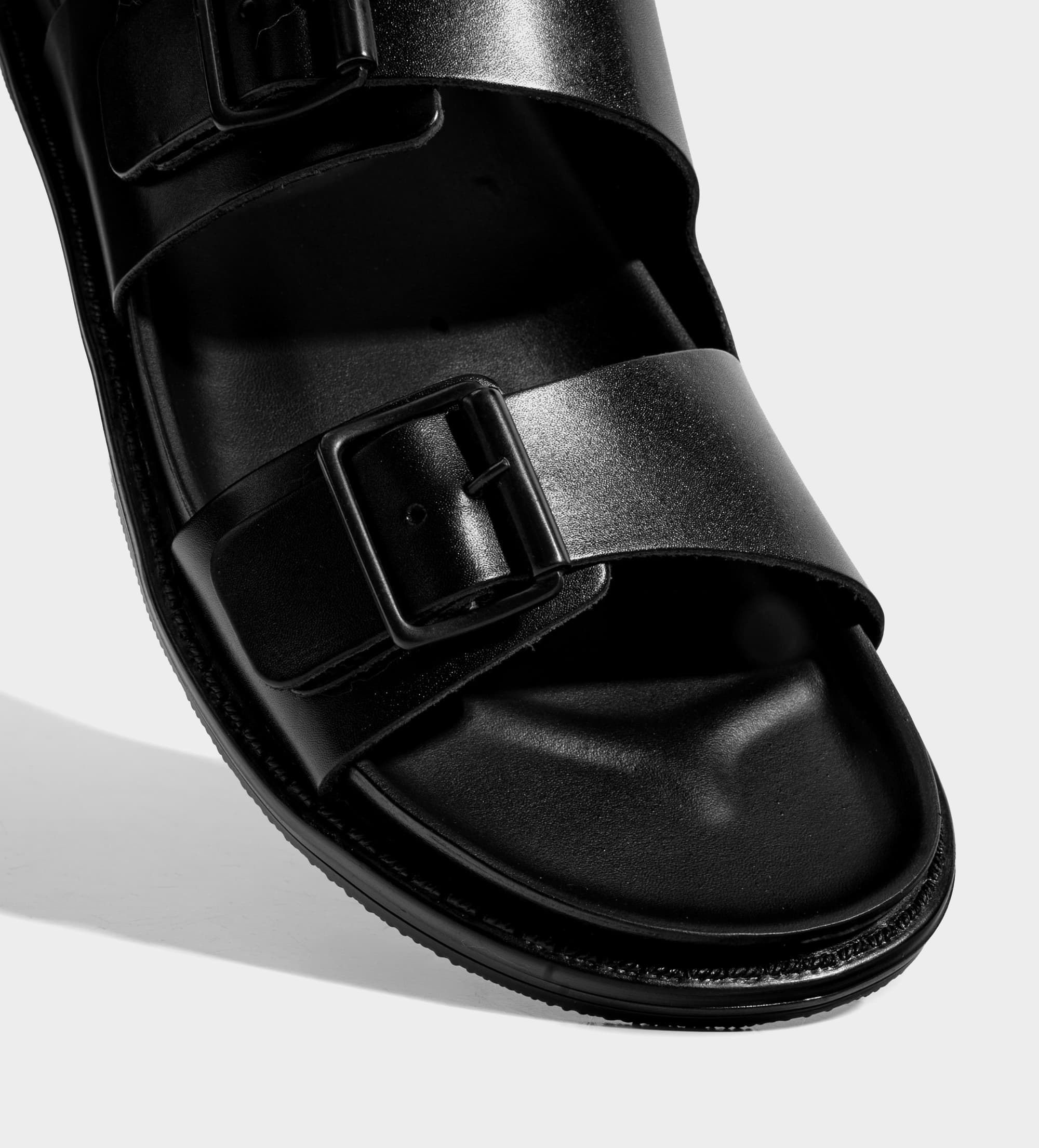 SANDALIA CASUAL DOBLE HEBILLA PIEL NEGRO