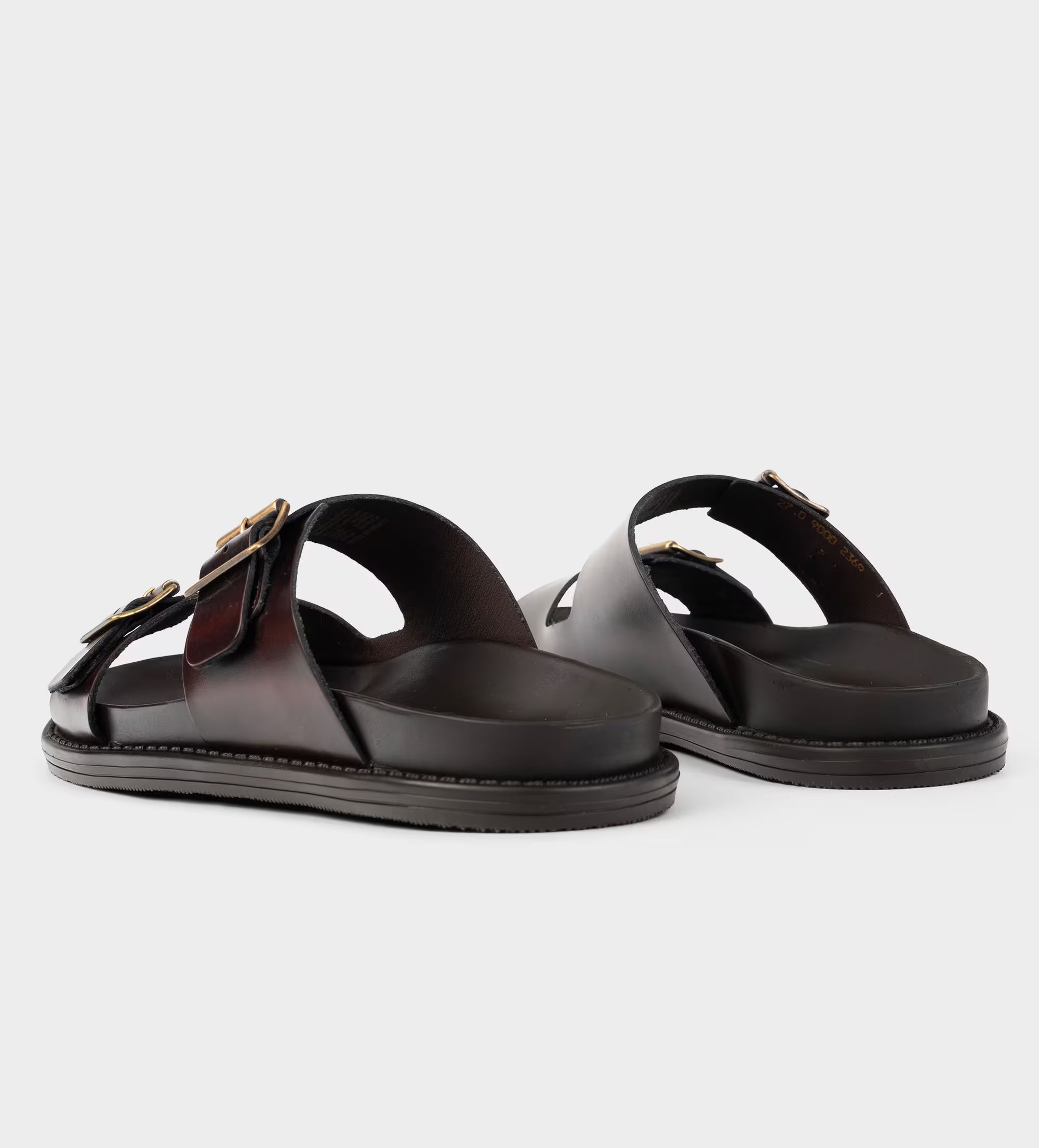 SANDALIA CASUAL DOBLE HEBILLA PIEL VINO