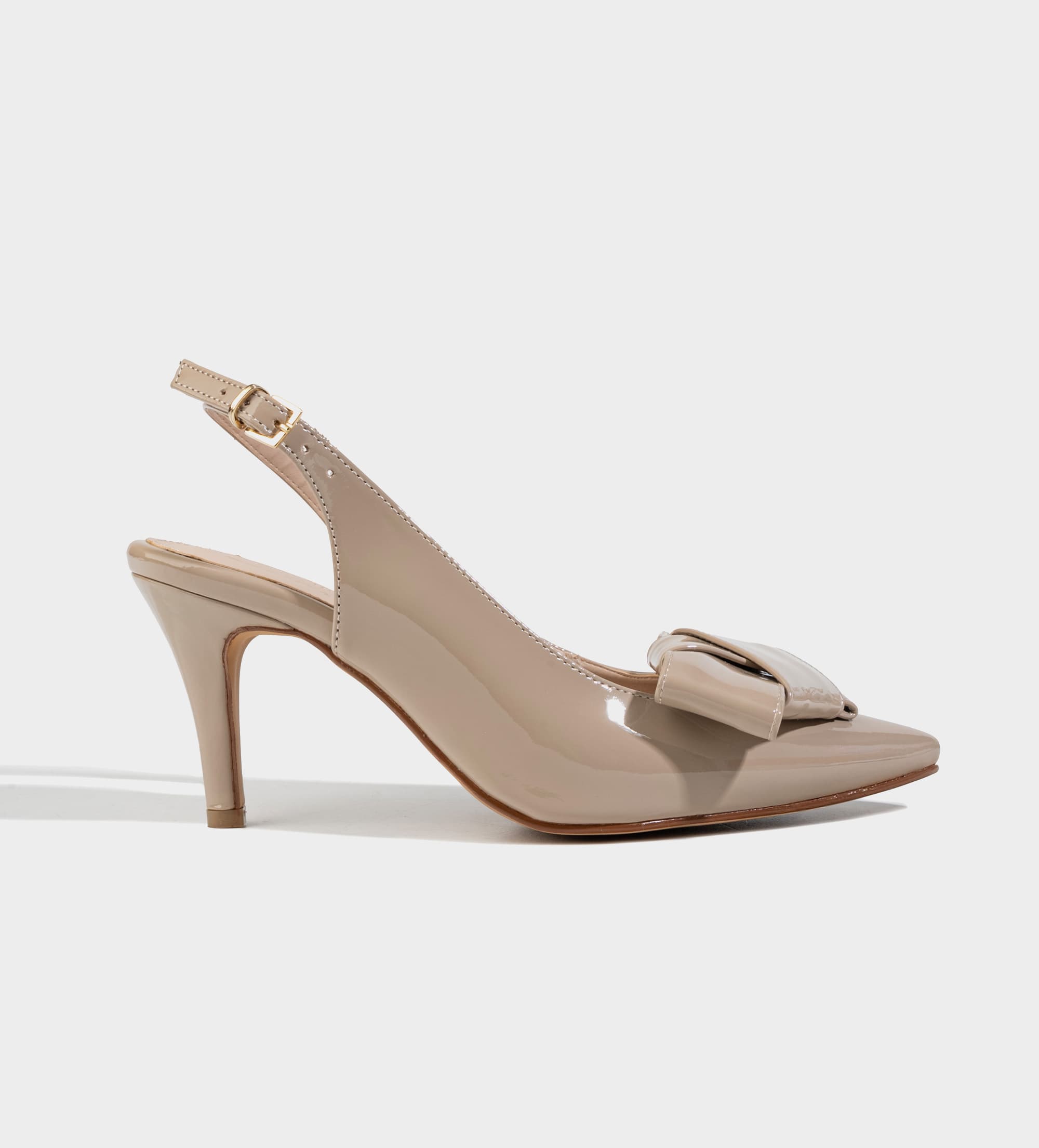 ZAPATILLA DESTALONADA MOÑO CHAROL NUDE