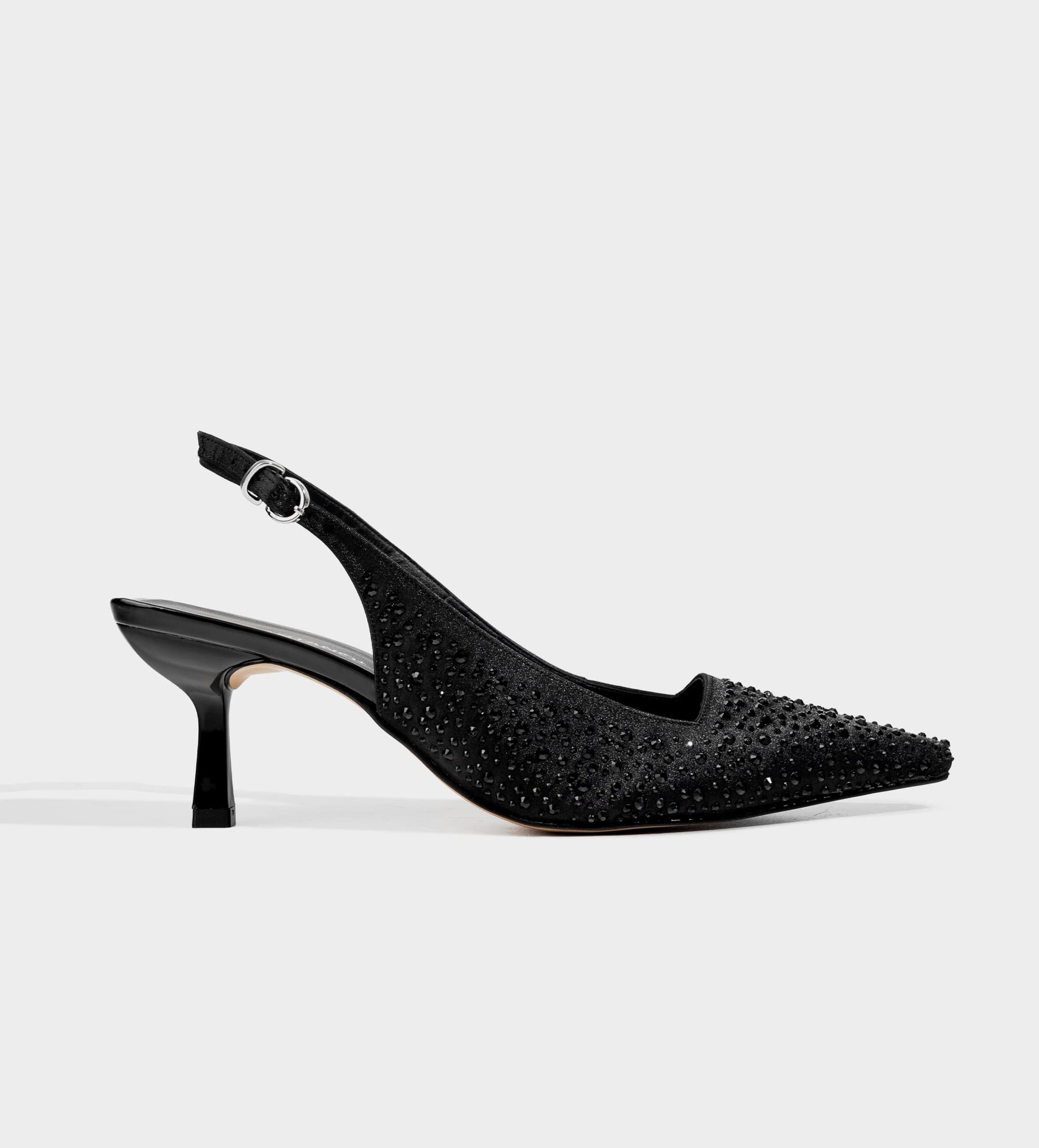 ZAPATILLA DESTALONADA TEXTIL NEGRO BRILLOS